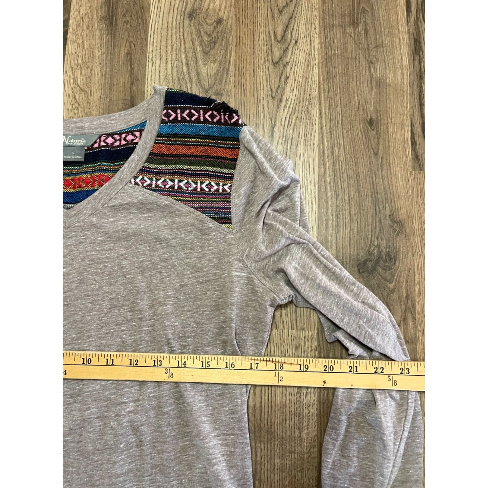 Vintage Natural Reflections Shirt Womens Large Gray Western V-Neck Long Sleeve Shirt Size L / US 10 / IT 46 - 5 Thumbnail
