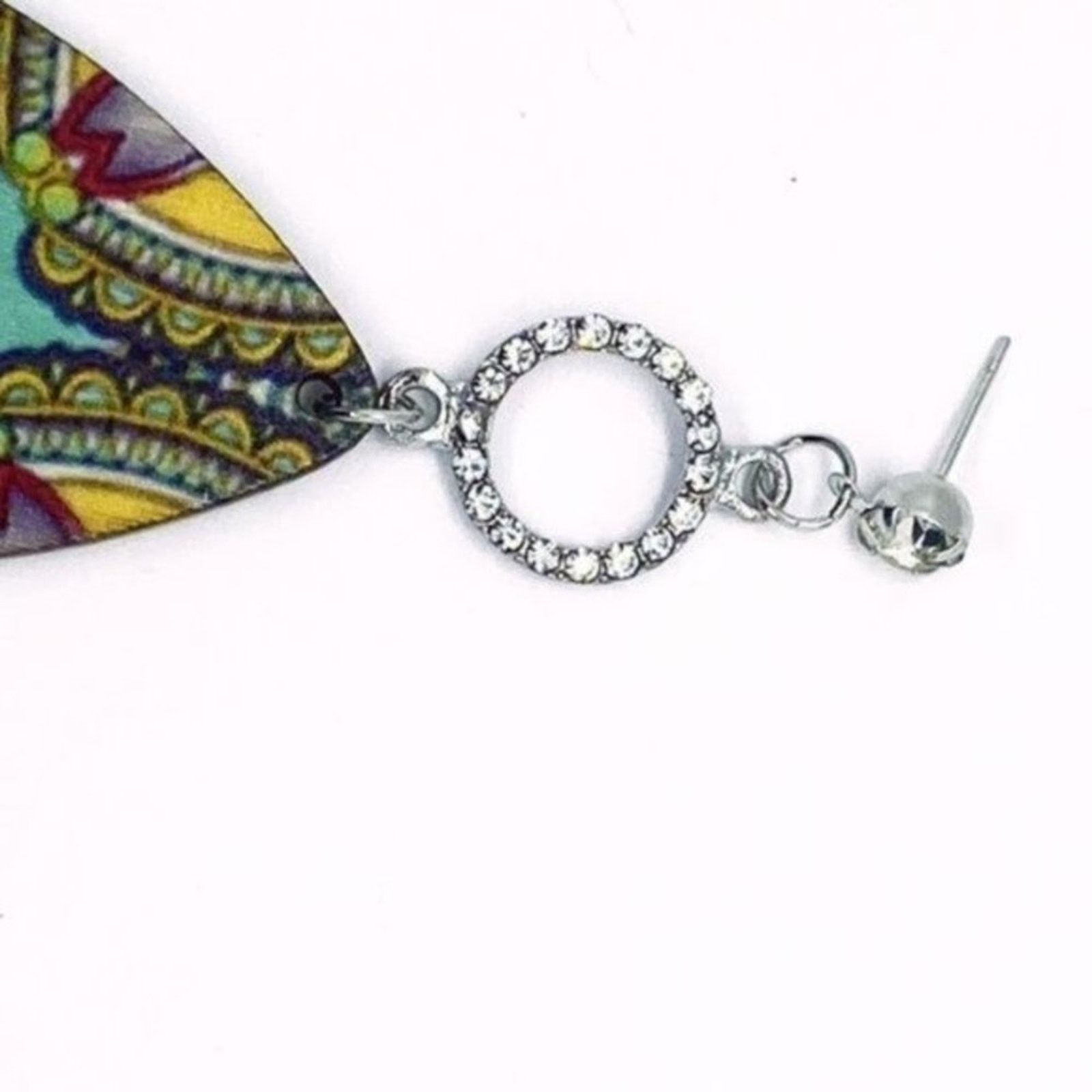 Other Silver-Tone Rhinestone Painted Wood Dangle Earring Size ONE SIZE - 5 Thumbnail