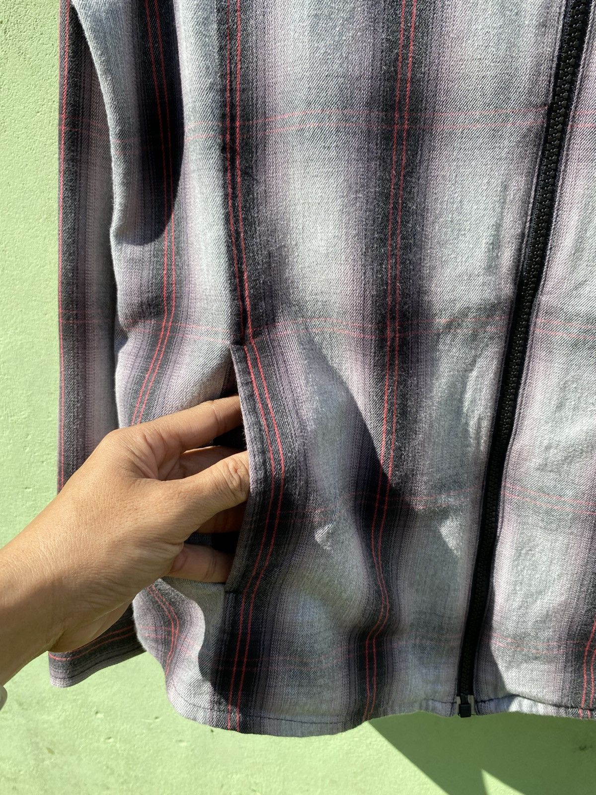 Japanese Brand Net Man Slim Fit Classic Grey Plaid Hoodie Full Zip Casual Size US L / EU 52-54 / 3 - 7 Thumbnail