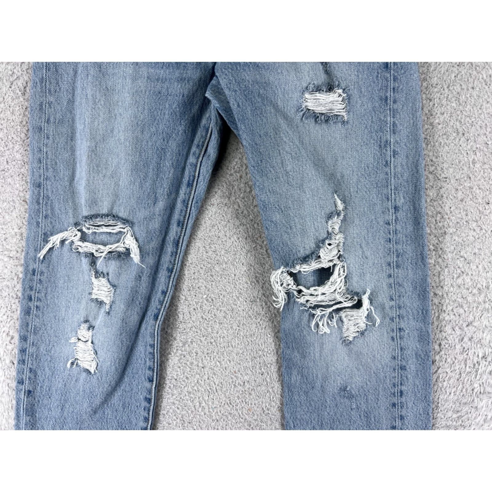 Levi's Levi's Wedgie Fit Jeans Blue Denim Women's Regular 24 Mid Rise Straight Stretch Distressed Casual Size 42" / US 20 - 3 Thumbnail