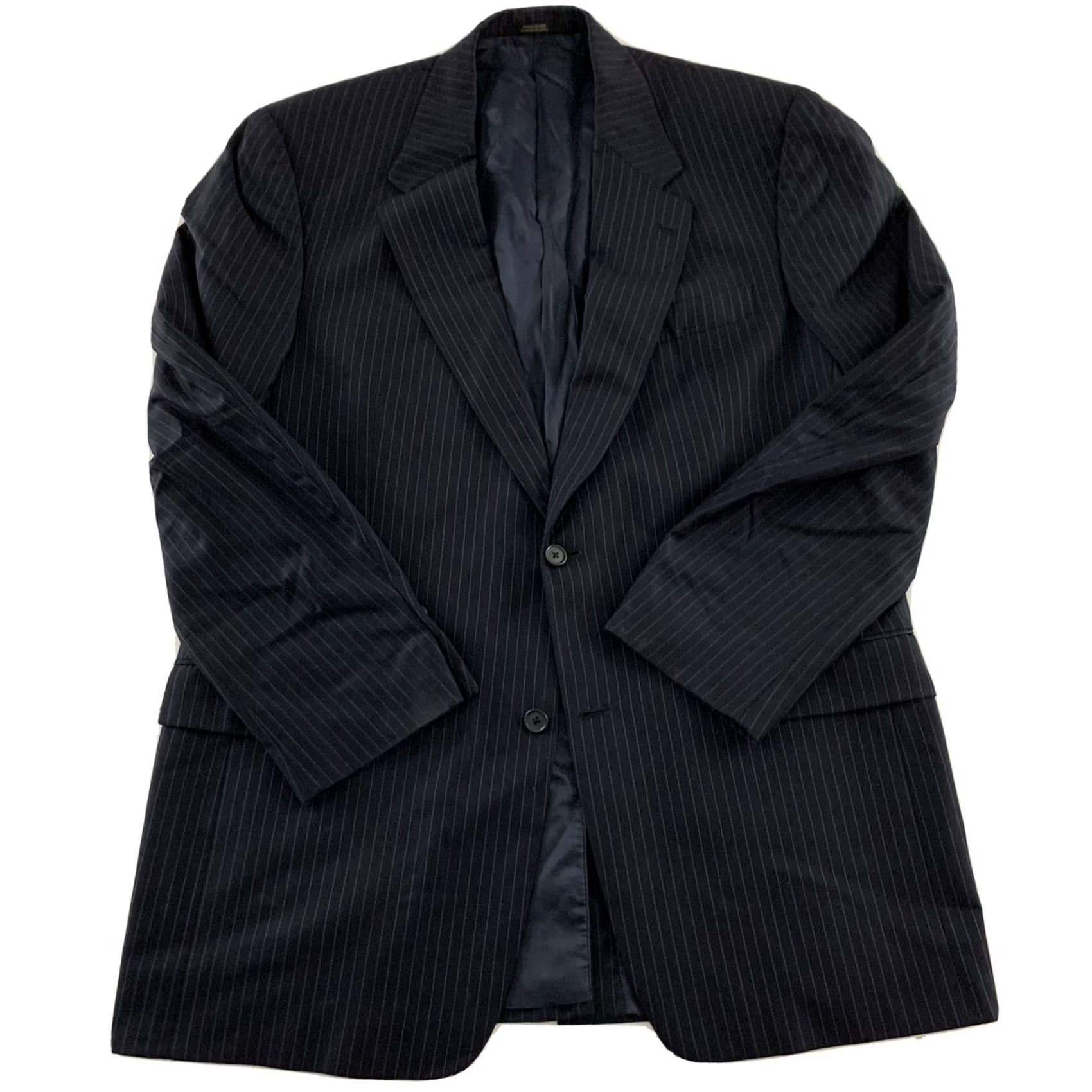 Hart Schaffner Marx Hart Schaffner Marx Striped 2 Button Suit Jacket Men 43 L Blue Big & Tall Size 46R - 2 Thumbnail