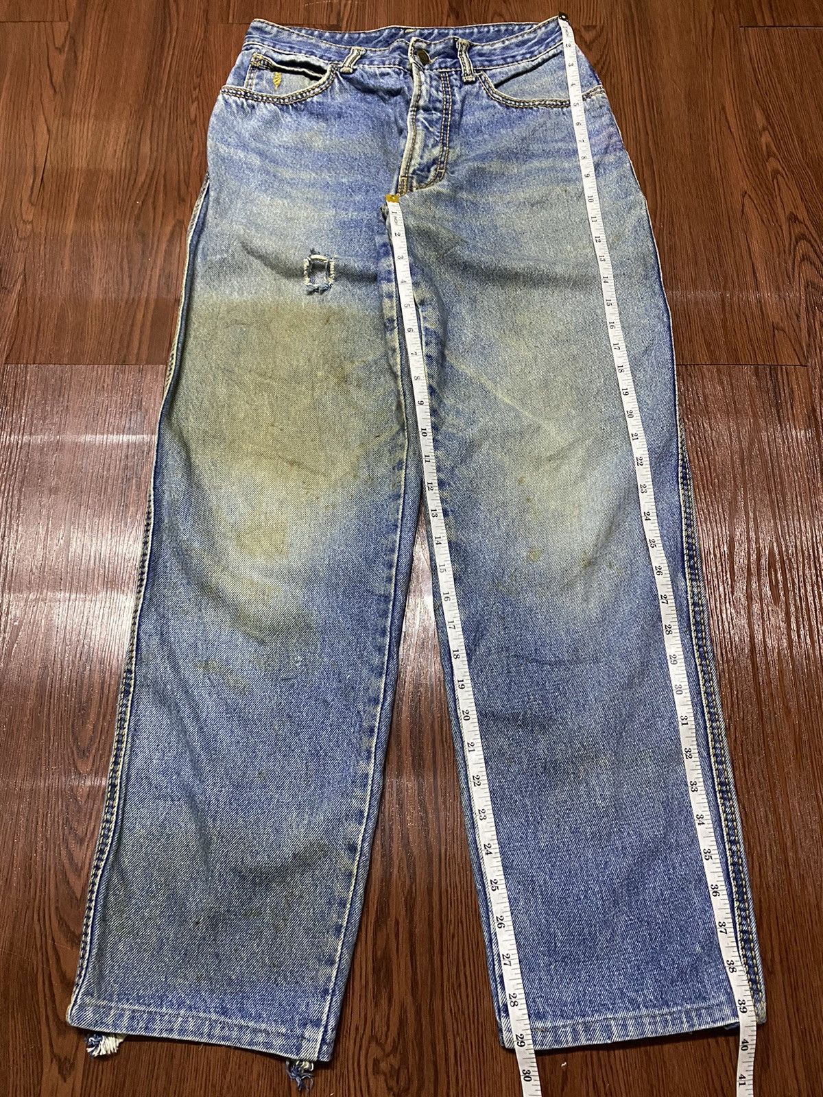 Trussardi Vintage Trussardi Blue Wash Distressed Jeans Size US 28 / EU 44 - 14 Thumbnail