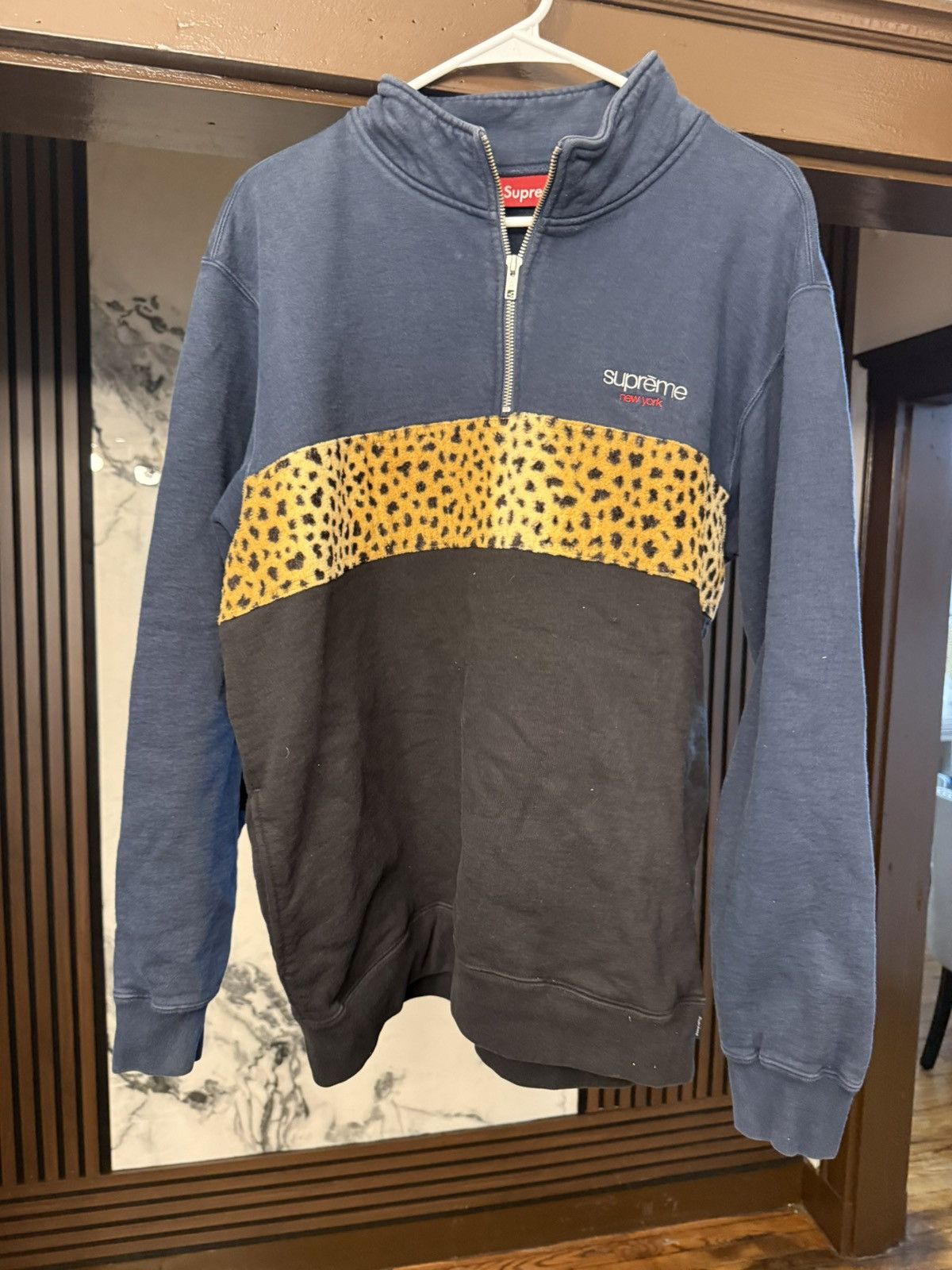 Supreme Leopard Print Leopard Panel Half Zip Sweatshirt Supreme 