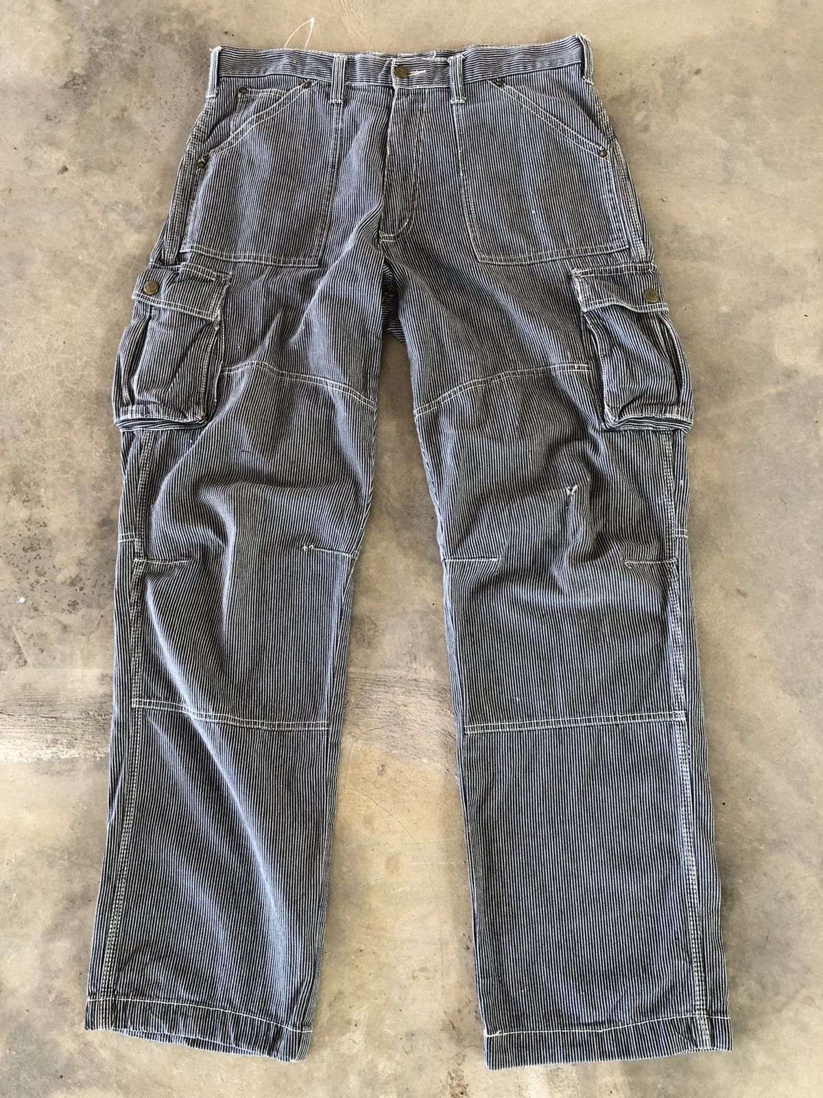 Japanese Brand × Vintage Vintage DOGMAN Small Stripe Cargo Pant Size US 35 - 1 Thumbnail