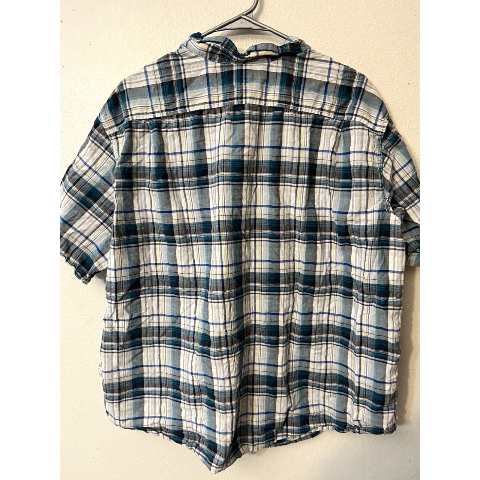 Eddie Bauer EDDIE BAUER Button-Up Shirt 2XL Blue Plaid Short Sleeve Regular Fit Mens Size US 39 - 3 Thumbnail