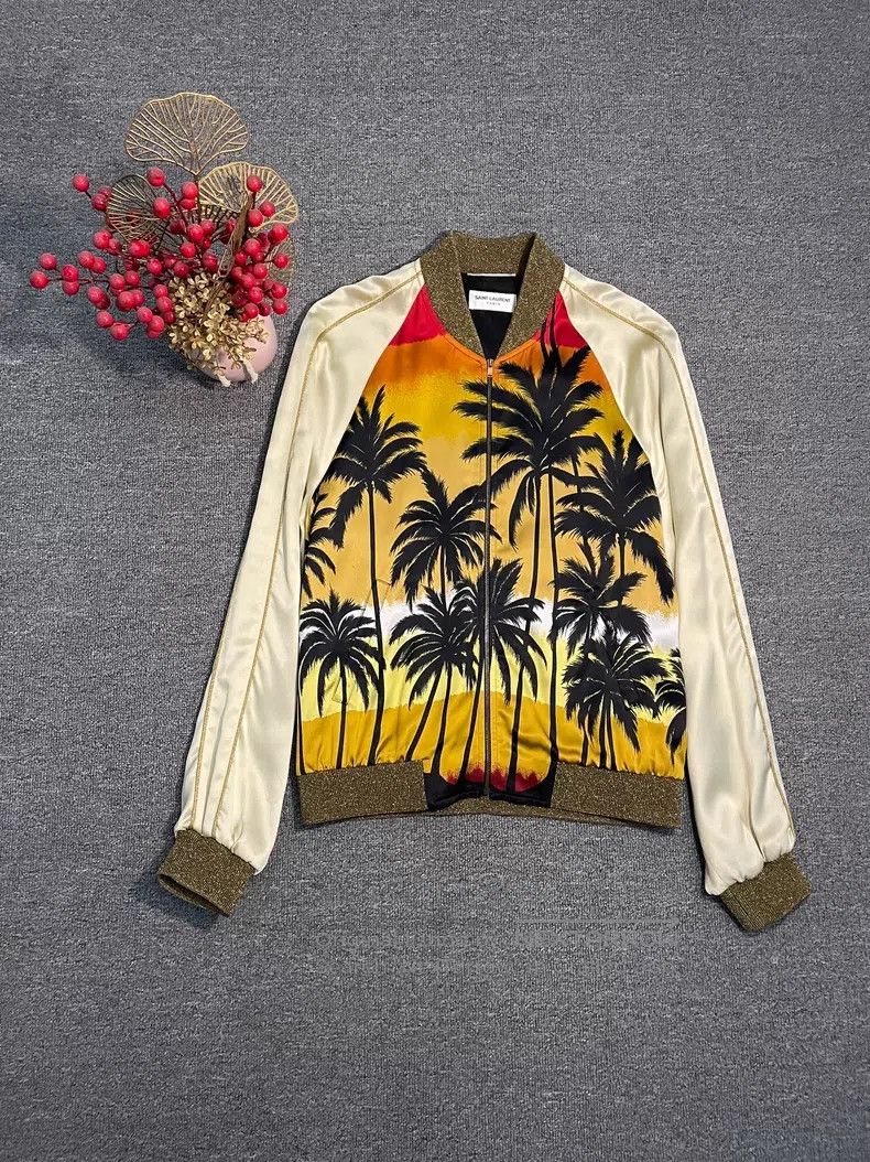 Saint Laurent Paris Saint Laurent Paris Silk Palm Tree Jacket Size US S / EU 44-46 / 1 - 1 Thumbnail