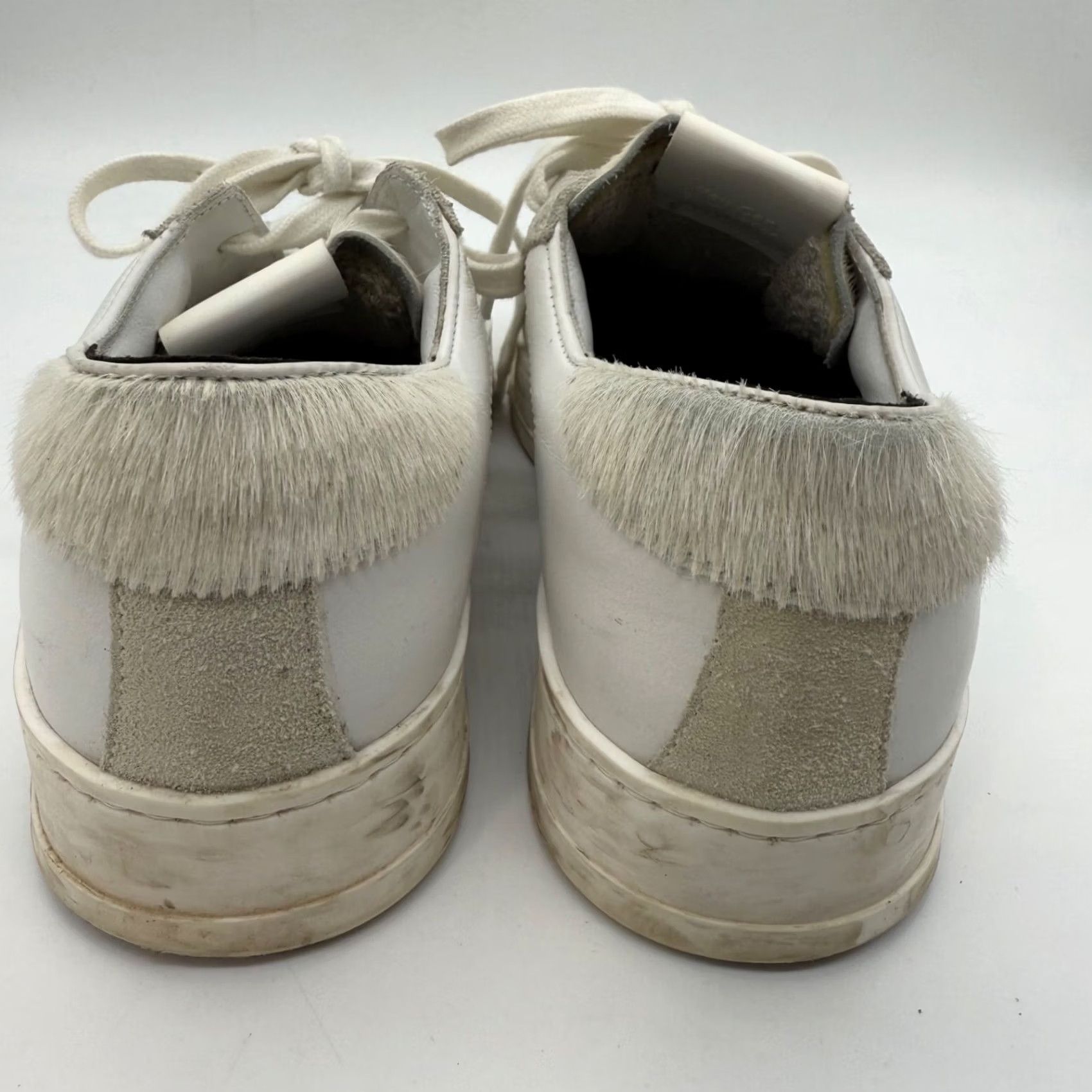P448 P448 Womens John Low Top Sneaker Shoes Size 40 White Silver Horse Hair Lace Up Size M / US 6-8 / IT 42-44 - 5 Thumbnail