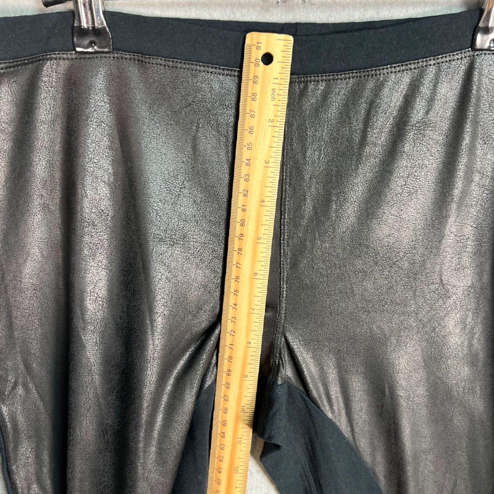 Express VINTAGE Express Womens Faux Leather & Ponte Panel Leggings Black Size Large Adult Womens Size 36" / US 14 / IT 50 - 7 Thumbnail