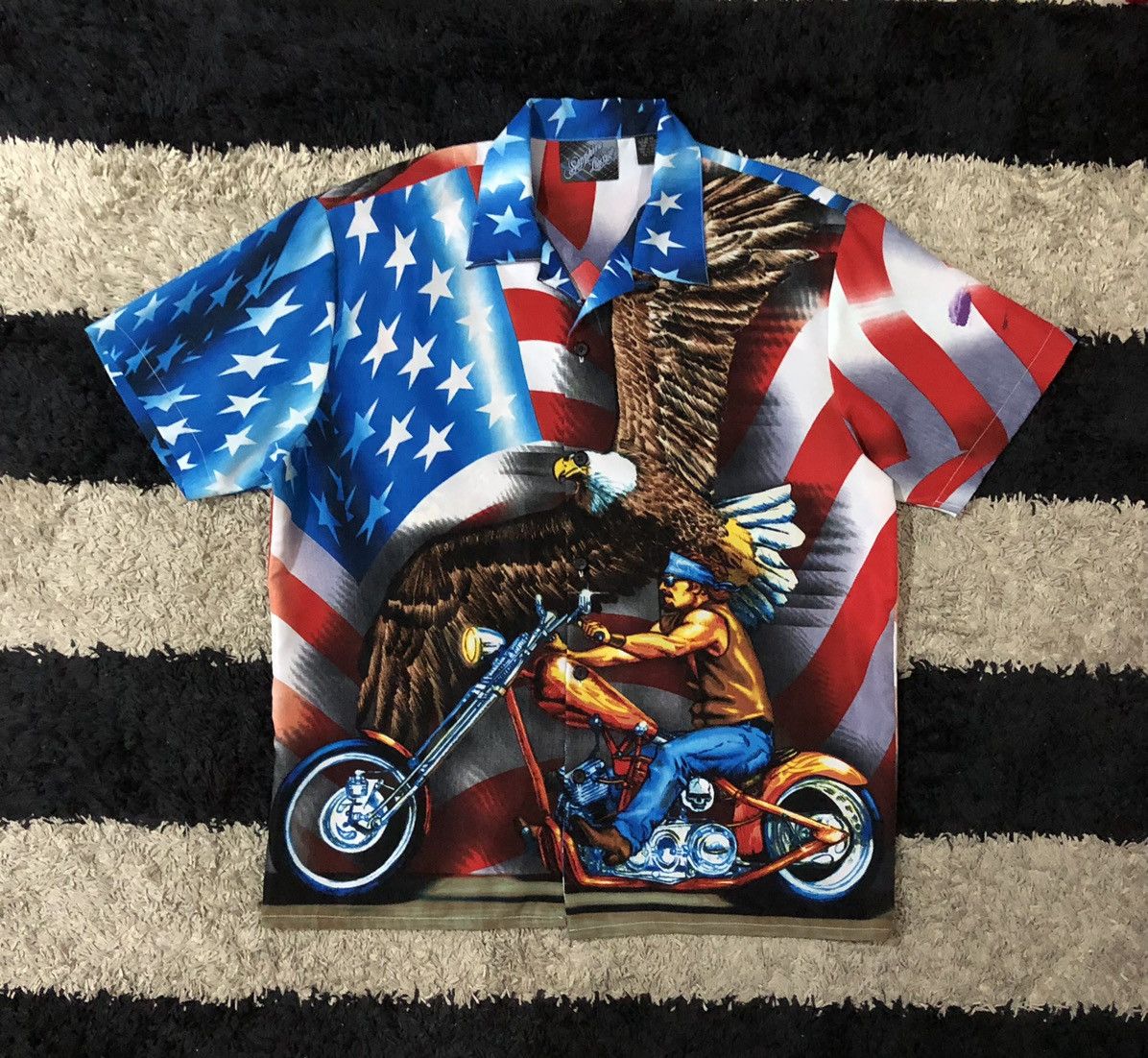 Japanese Brand Vintage Sapphire Lounge American Flag Eagle Motorcycle Biker Size US L / EU 52-54 / 3 - 6 Thumbnail