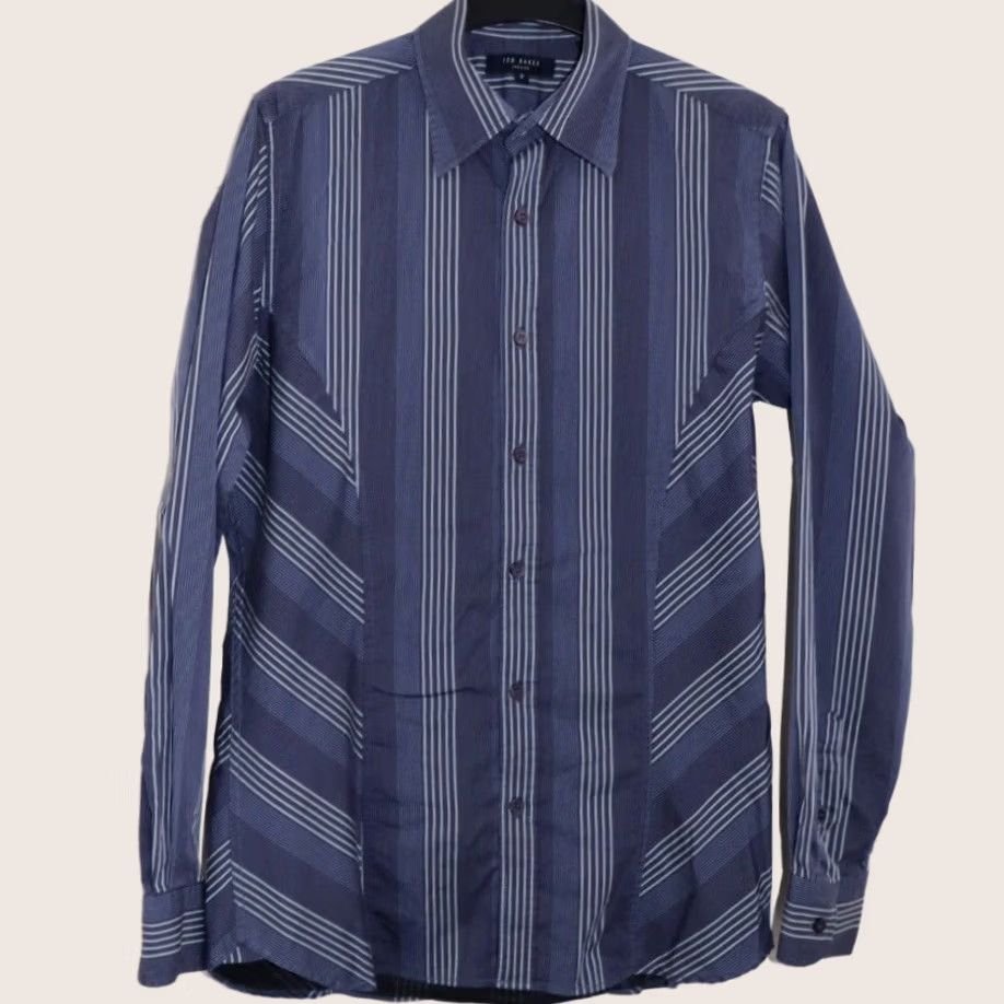 Ted Baker Ted Baker Shirt Mens S Blue Striped Button Pre Loved Smart Size US S / EU 44-46 / 1 - 1 Thumbnail