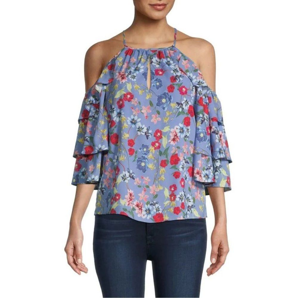 Parker NWT New $268 Parker Cold-Shoulder Floral Lilac Top Size XS Size XS / US 0-2 / IT 36-38 - 1 Thumbnail