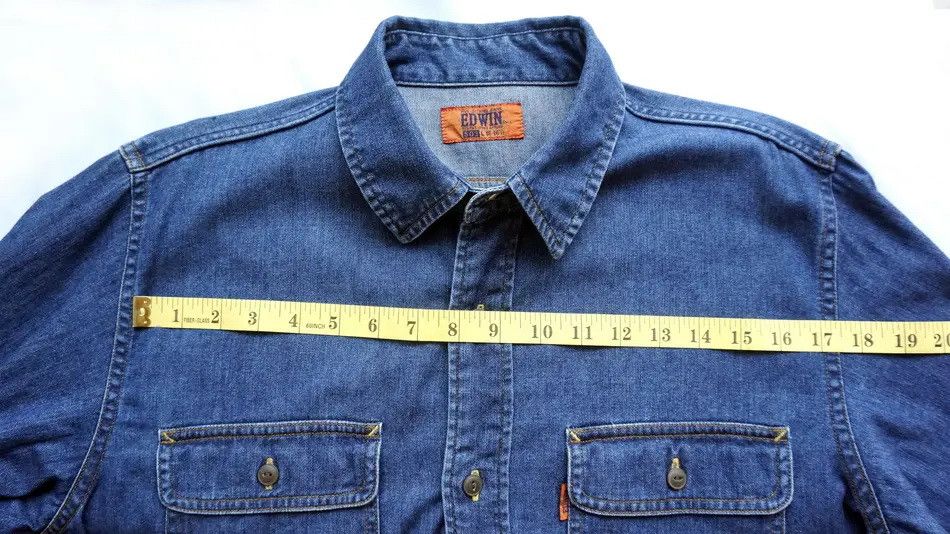 Edwin 🔥Vintage EDWIN 503 Orange Tab Long Sleeve Denim Shirt Size US L / EU 52-54 / 3 - 10 Thumbnail