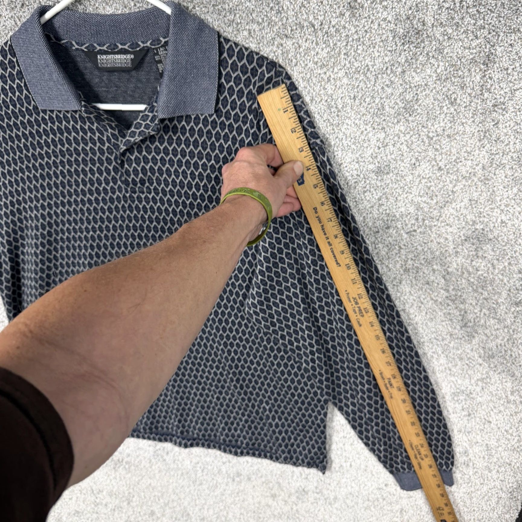 Vintage Vtg 90s Knightsbridge Polo Shirt Mens L Blue Gray Geometric Size US L / EU 52-54 / 3 - 3 Thumbnail