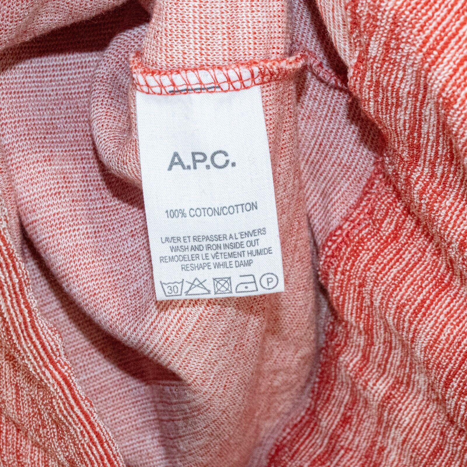 A.P.C. A.P.C. Textured Cotton Crew Neck Pullover Sweater in Coral Size US XS / EU 42 / 0 - 6 Thumbnail