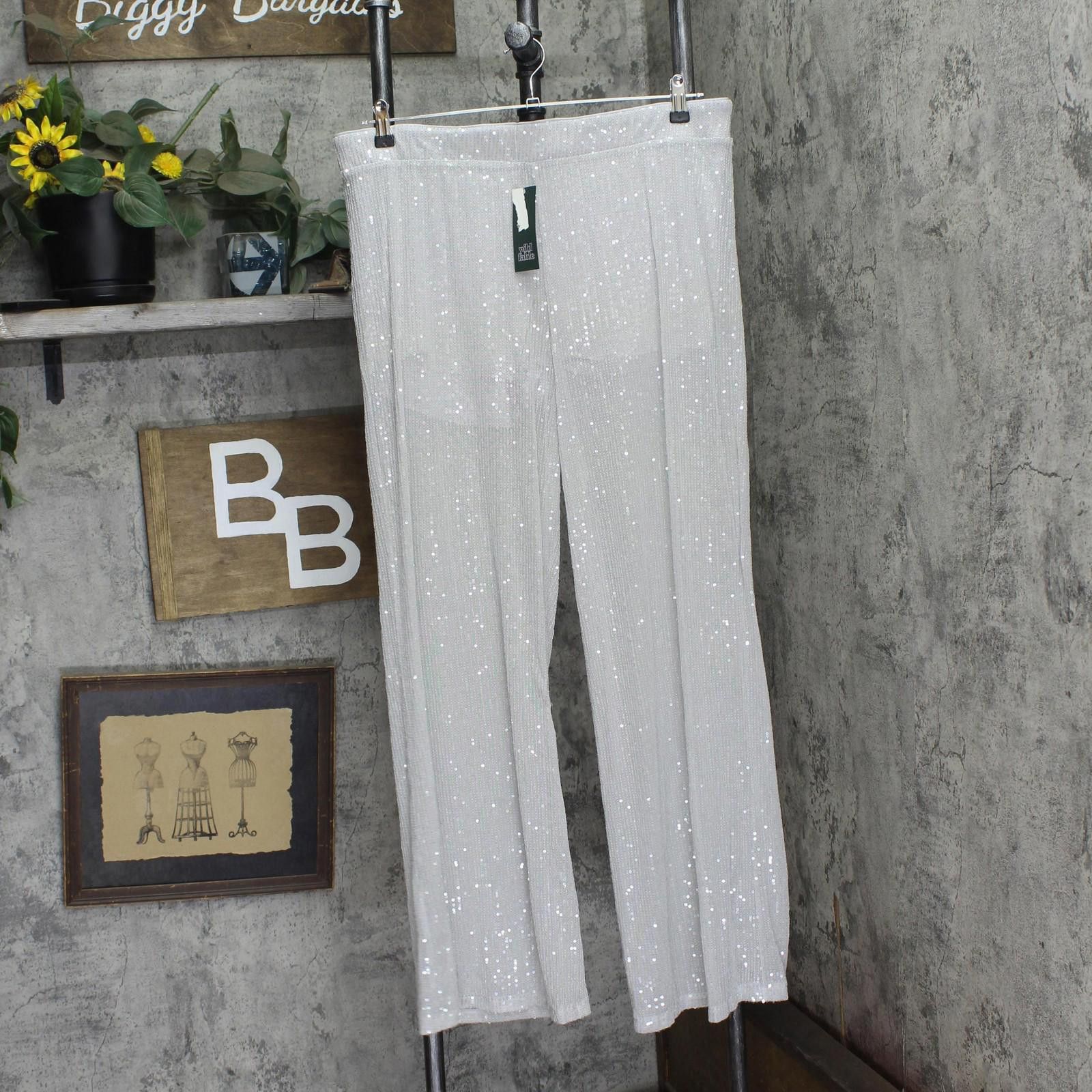 Designer Nwt Wild Fable Leg Holiday Sequin Pants 91904445 Gray Xl Size 40" / US 18 - 1 Thumbnail