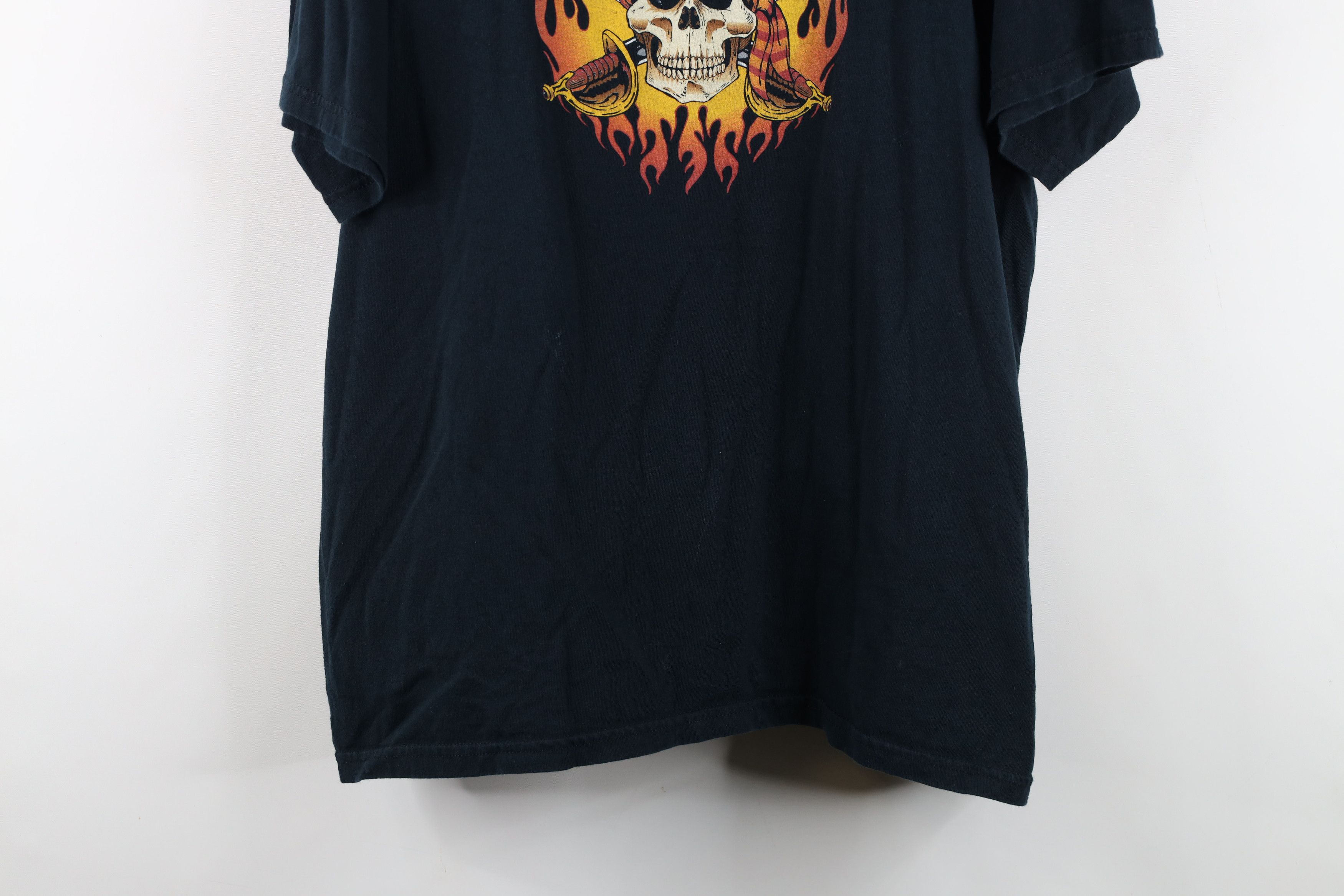Vintage Vintage 90s Y2K Streetwear Skull Fire Flames T-Shirt Black Size US XL / EU 56 / 4 - 3 Thumbnail