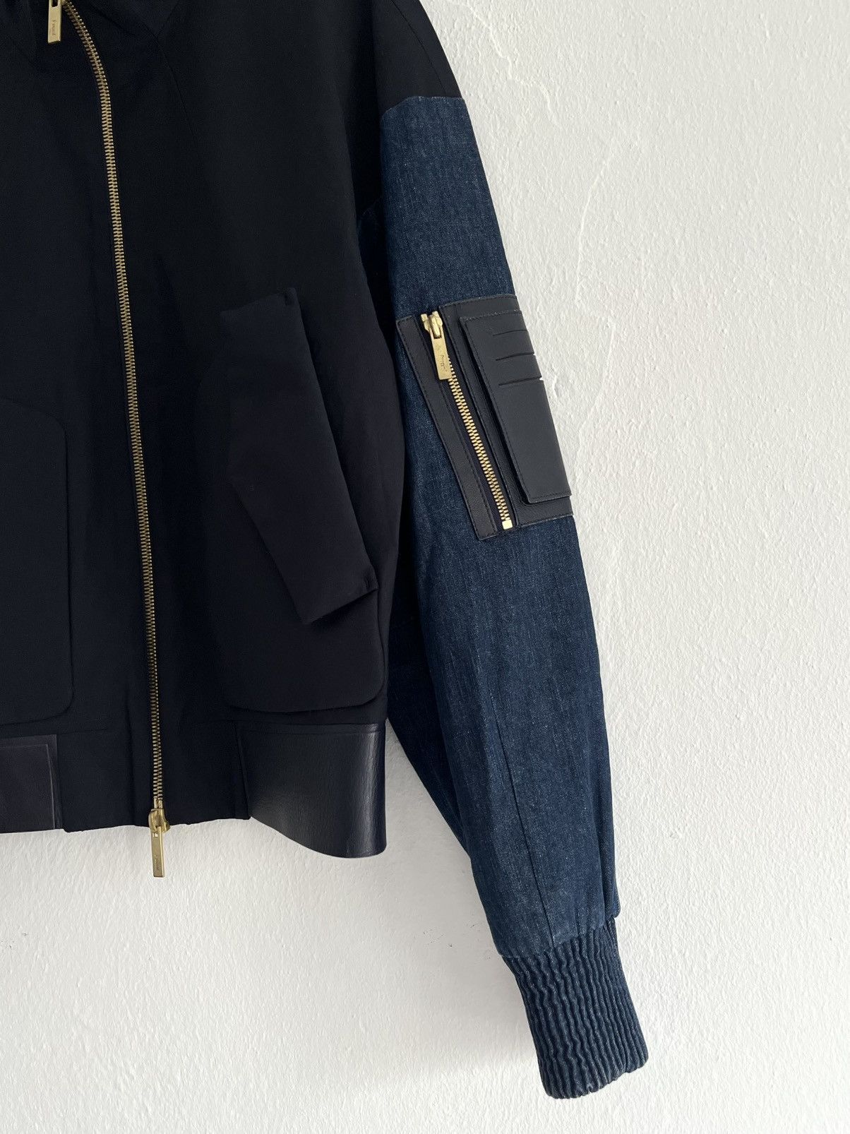 Juun.J Juun.J Leather Accented Navy Bomber Jacket Avant Garde Size US S / EU 44-46 / 1 - 4 Thumbnail