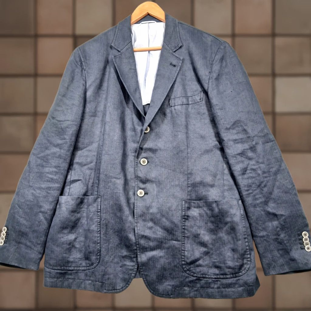 Massimo Dutti Massimo Dutti Blazer Sport Coat Blue Linen Size 46R - 1 Thumbnail