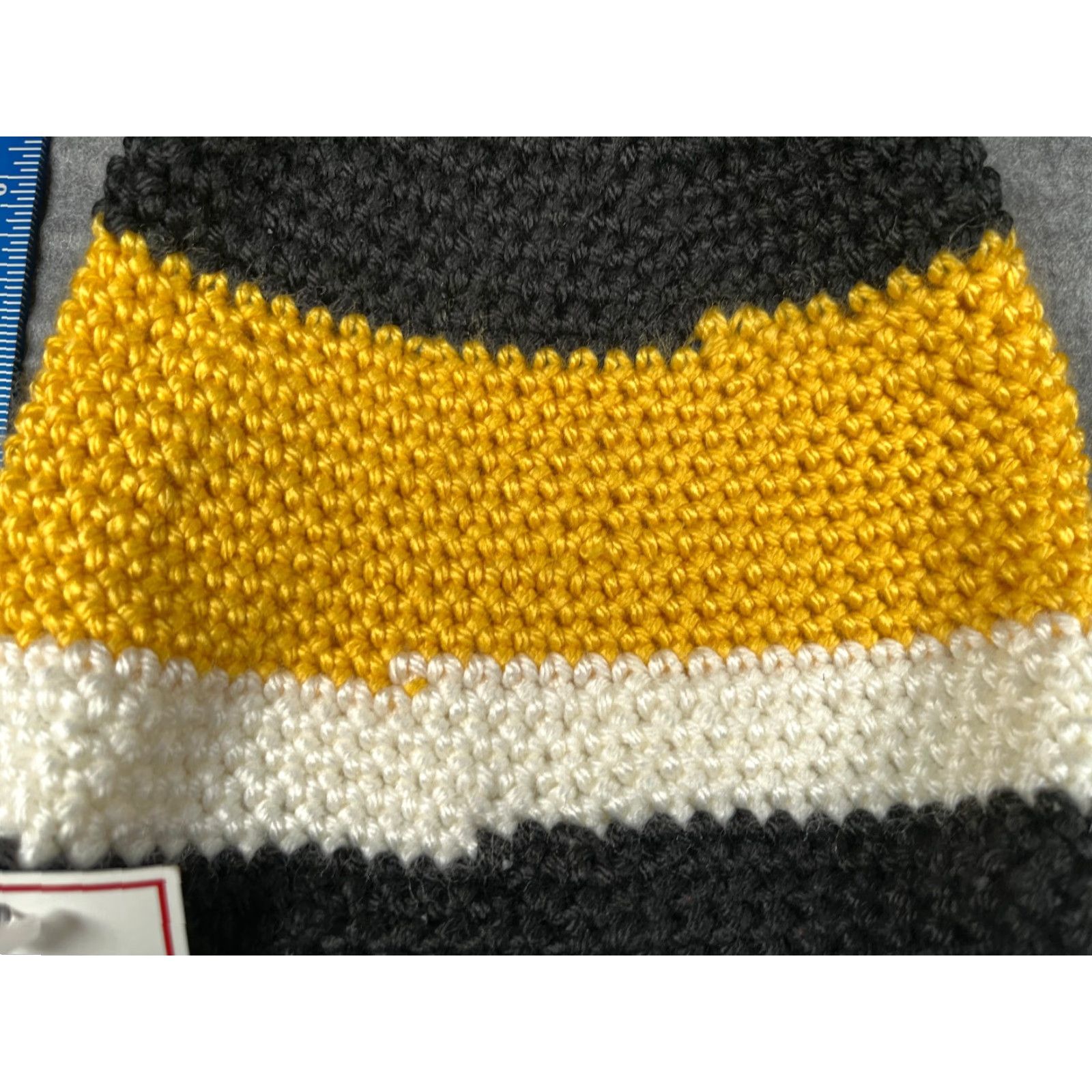 Vintage Knots Of Love Beanie Hats Unisex Adults One Size Black Yellow White Stripe Knit Acrylic NEW Size ONE SIZE - 2 Thumbnail