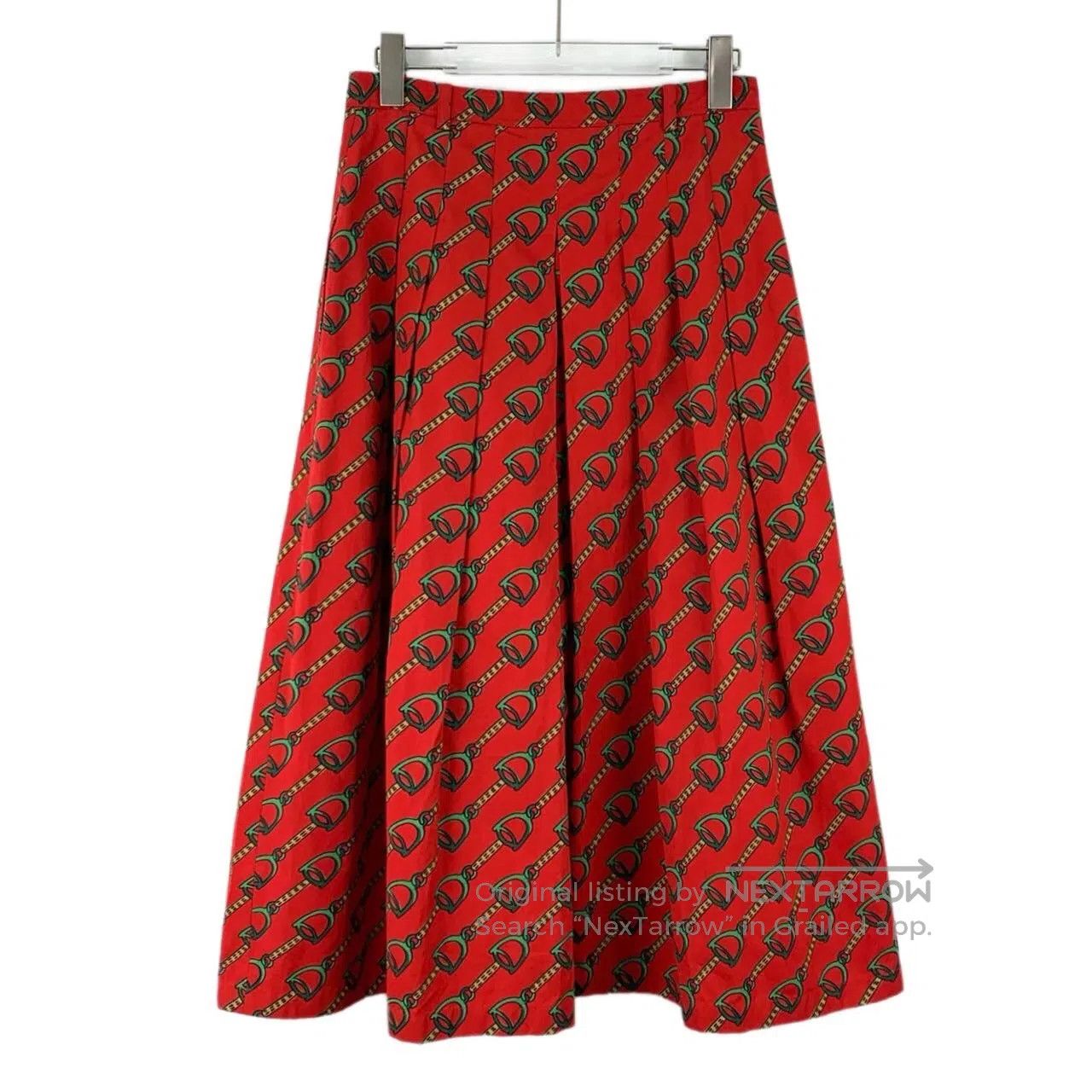 Gucci Guicci Red Lock Print Cotton Casual Long Skirt| Size 41" - 2 Thumbnail