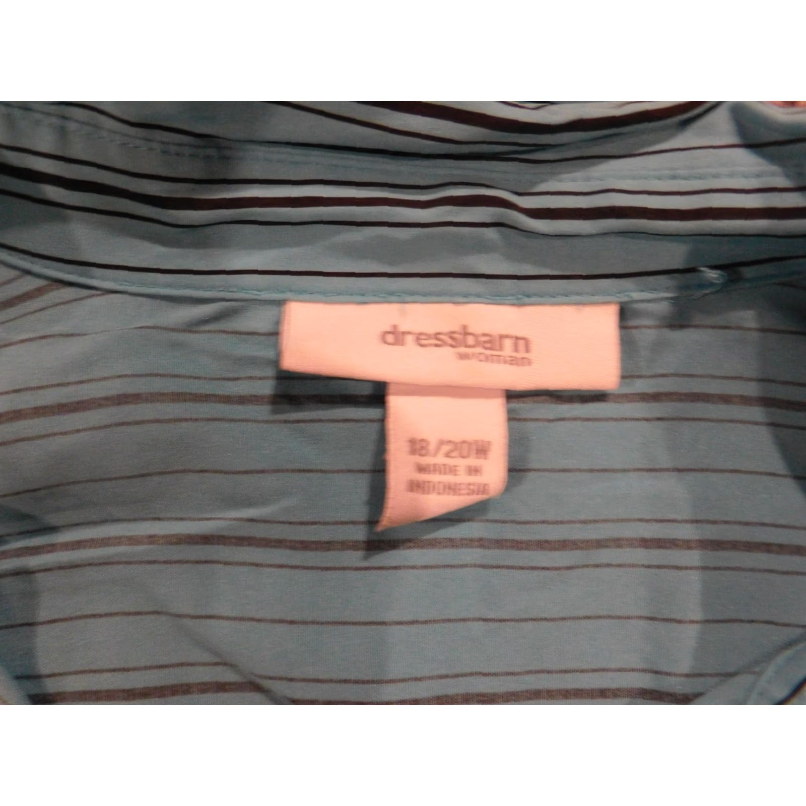 Vintage Dressbarn Button-Up Shirt Womens 20W Plus Blue Striped Long Sleeve Collared Pullover Casual Stretch Classic blue 20W Womens Size 3XL / US 20-22 - 5 Thumbnail