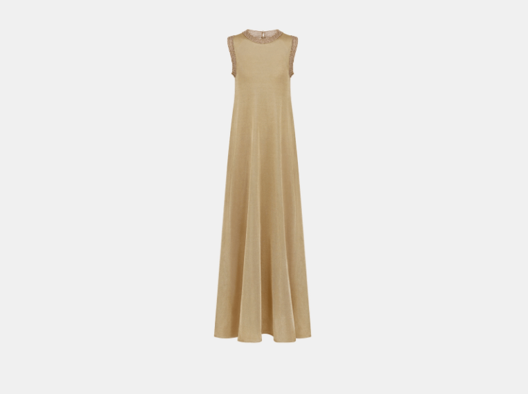 Dior o1w1db11225 454L01 Maxi Dress in Gold Size S / US 4 / IT 40 - 1 Thumbnail