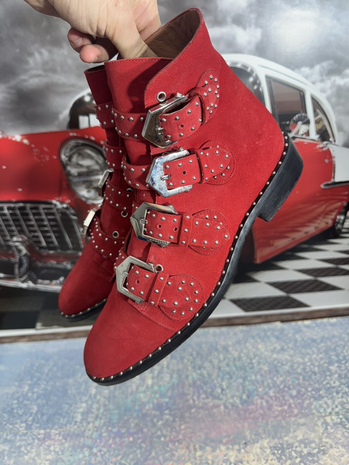 Givenchy GIVENCHY Women’s Boots – Red Leather Ankle Boots Size US 10 / IT 40 - 2 Thumbnail