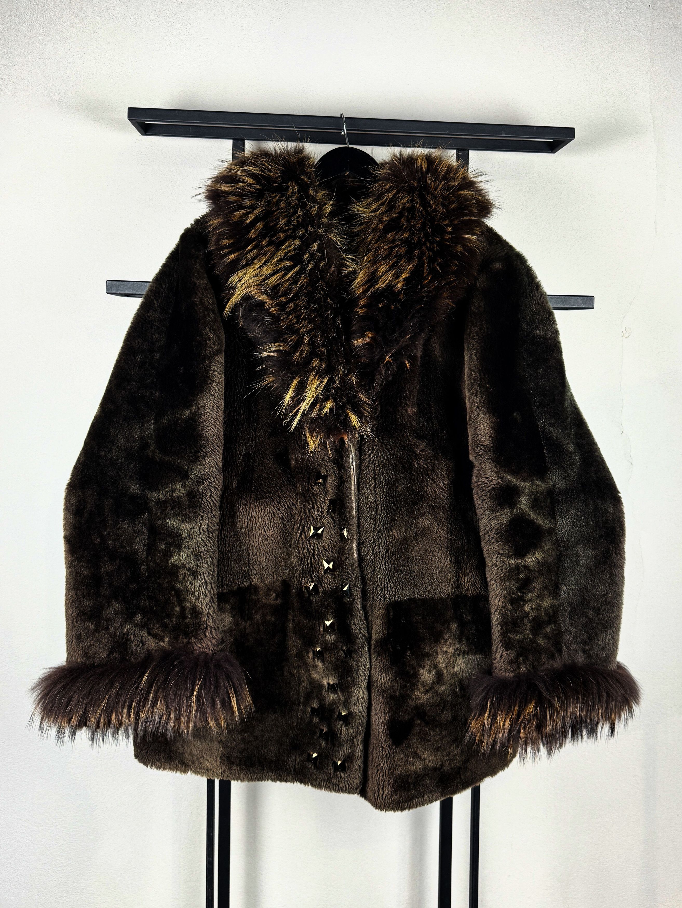 Yohji Yamamoto Luxury Fur Coat Dark Brown Statement Glam Vintage Y2K Core Size US L / EU 52-54 / 3 - 1 Thumbnail