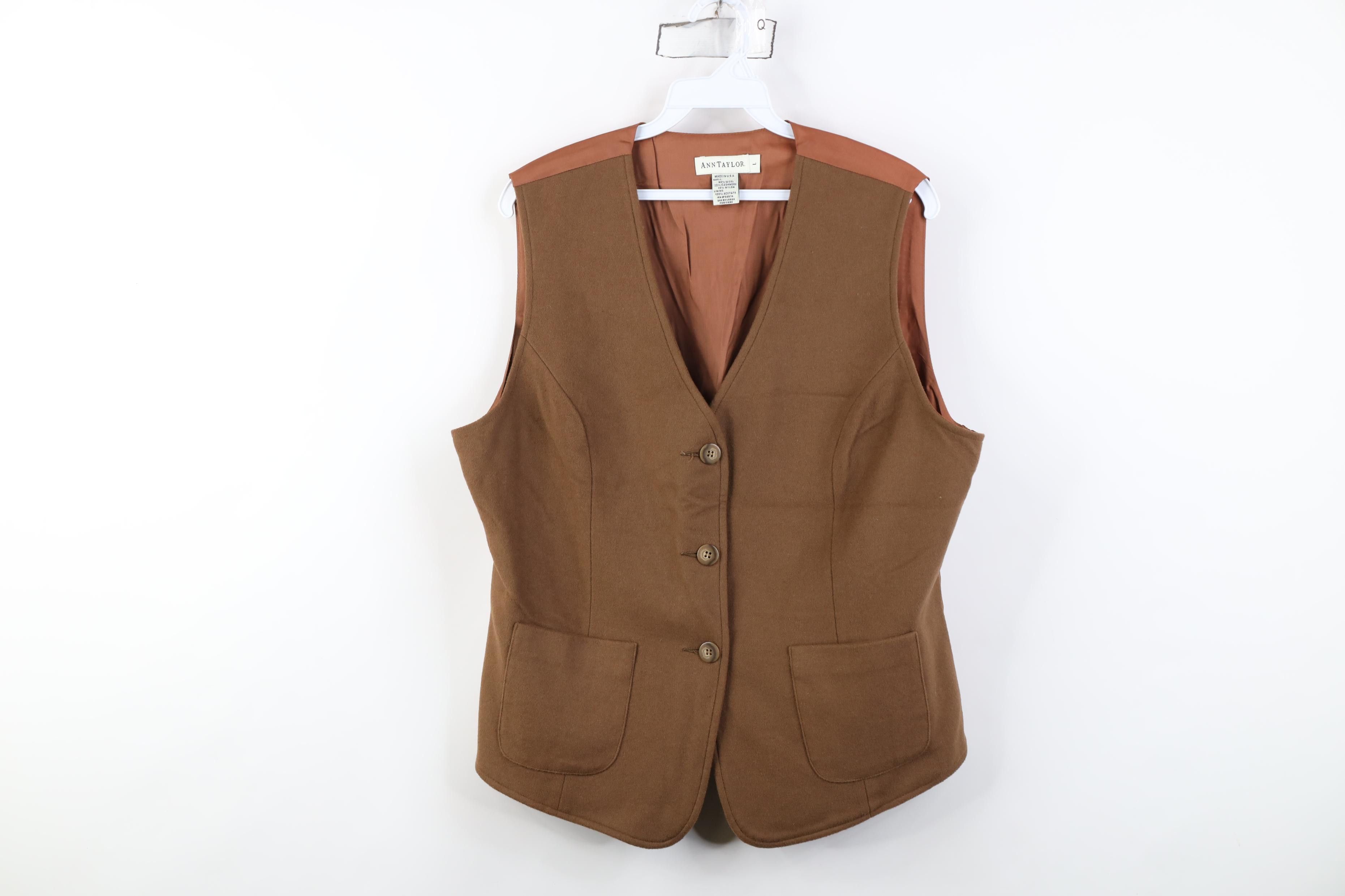 Vintage Vintage 90s Streetwear Cashmere Back Vest Jacket Brown Size L / US 10 / IT 46 - 1 Thumbnail