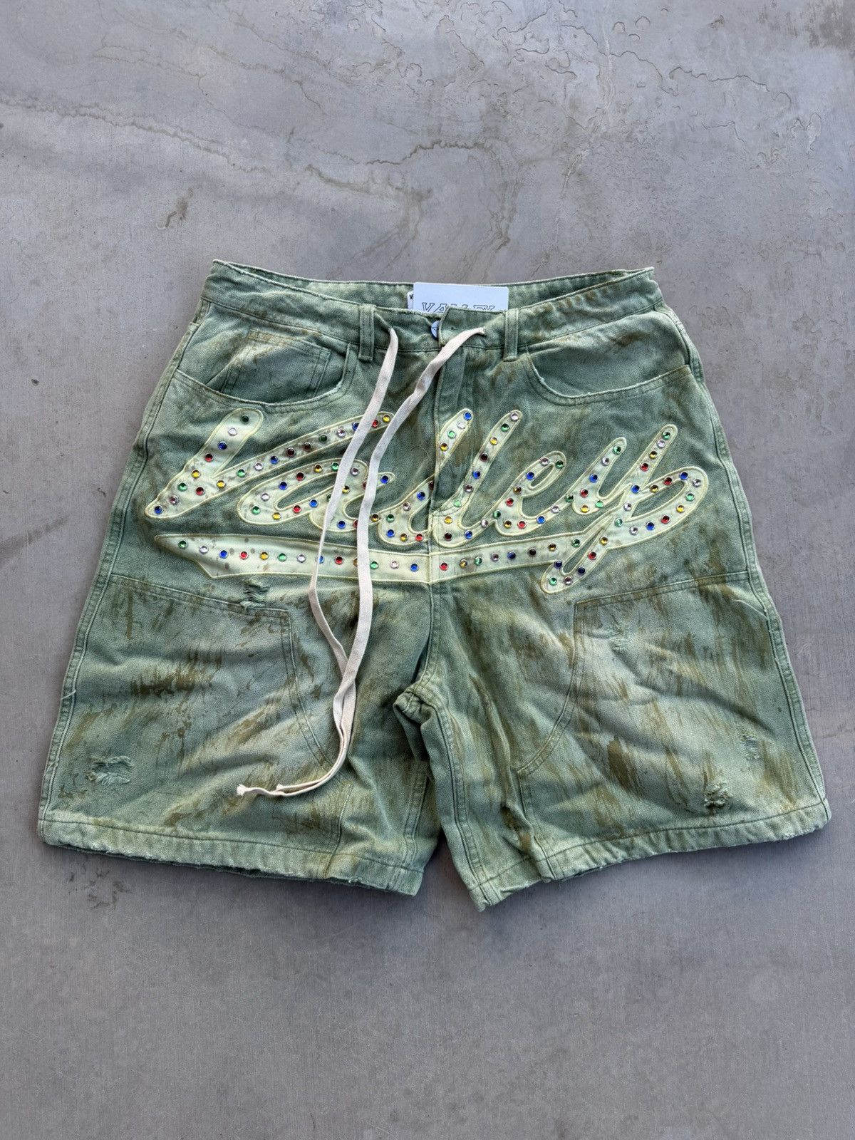 Vale Vale Forever Green Skittle Jorts – Rhinestone 30 New Size US 30 / EU 46 - 1 Thumbnail