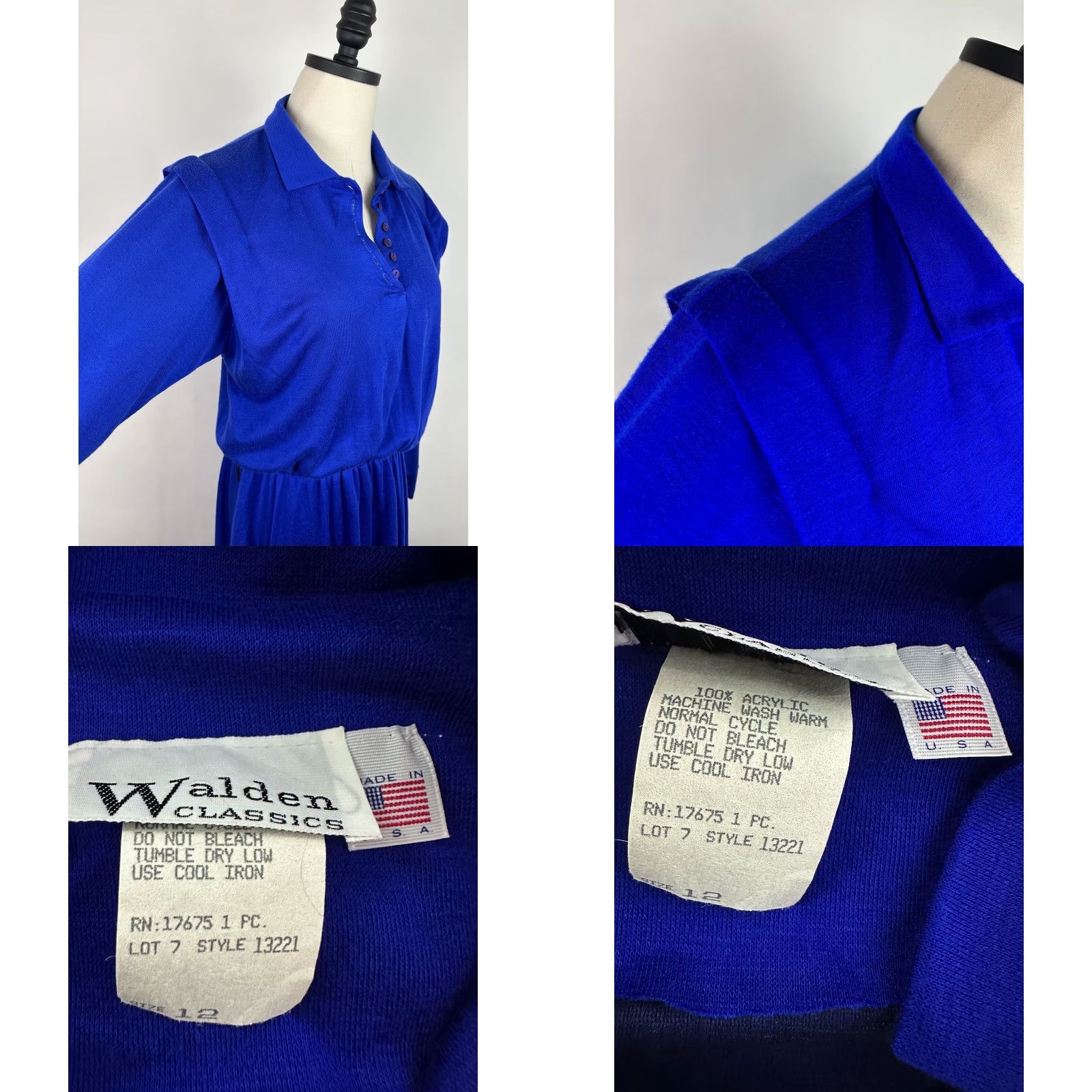 Vintage VINTAGE Walden Classics Shirt Dress Womens M Blue 80s Button Front Pockets Long Sleeve Knit Vintage Size M / US 6-8 / IT 42-44 - 9 Thumbnail