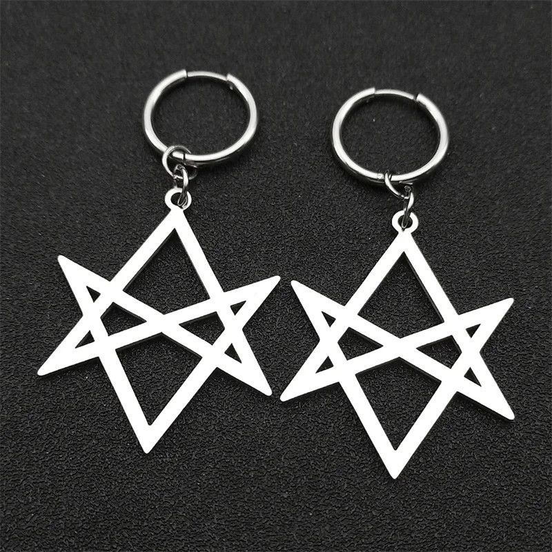 Jewelry Goth Unicursal Hexagram Hoop Earrings Jewelry Gift Size ONE SIZE - 4 Thumbnail