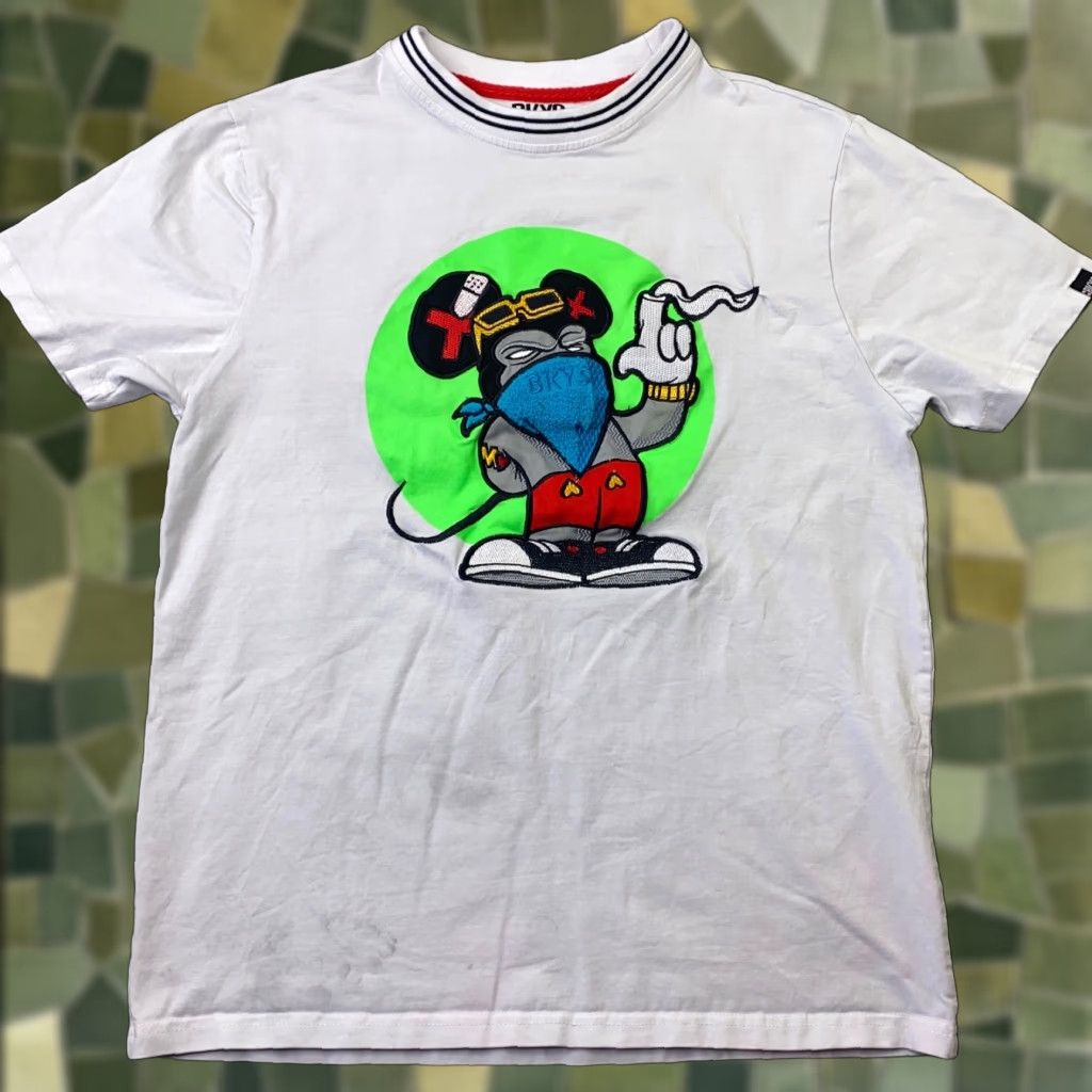 Vintage BKYS Shirt Mens Medium White Mouse Smoking Gun 3D Embroidery Stretch Hip Hop Retro Mens Size US M / EU 48-50 / 2 - 1 Thumbnail