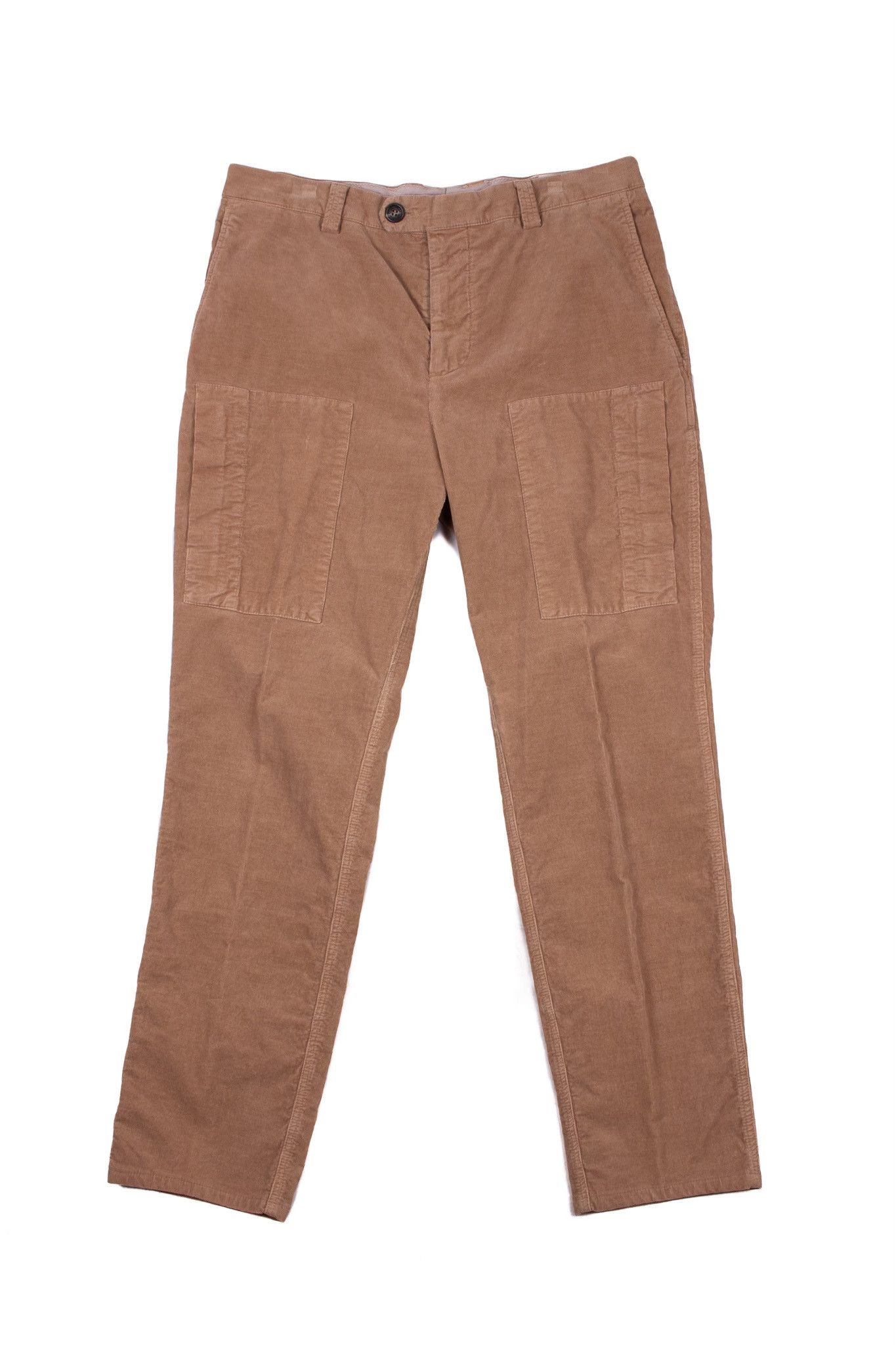 image of Brunello Cucinelli Tan Cotton Corduroy Cargo Pocket Pants, Men's (Size 34)