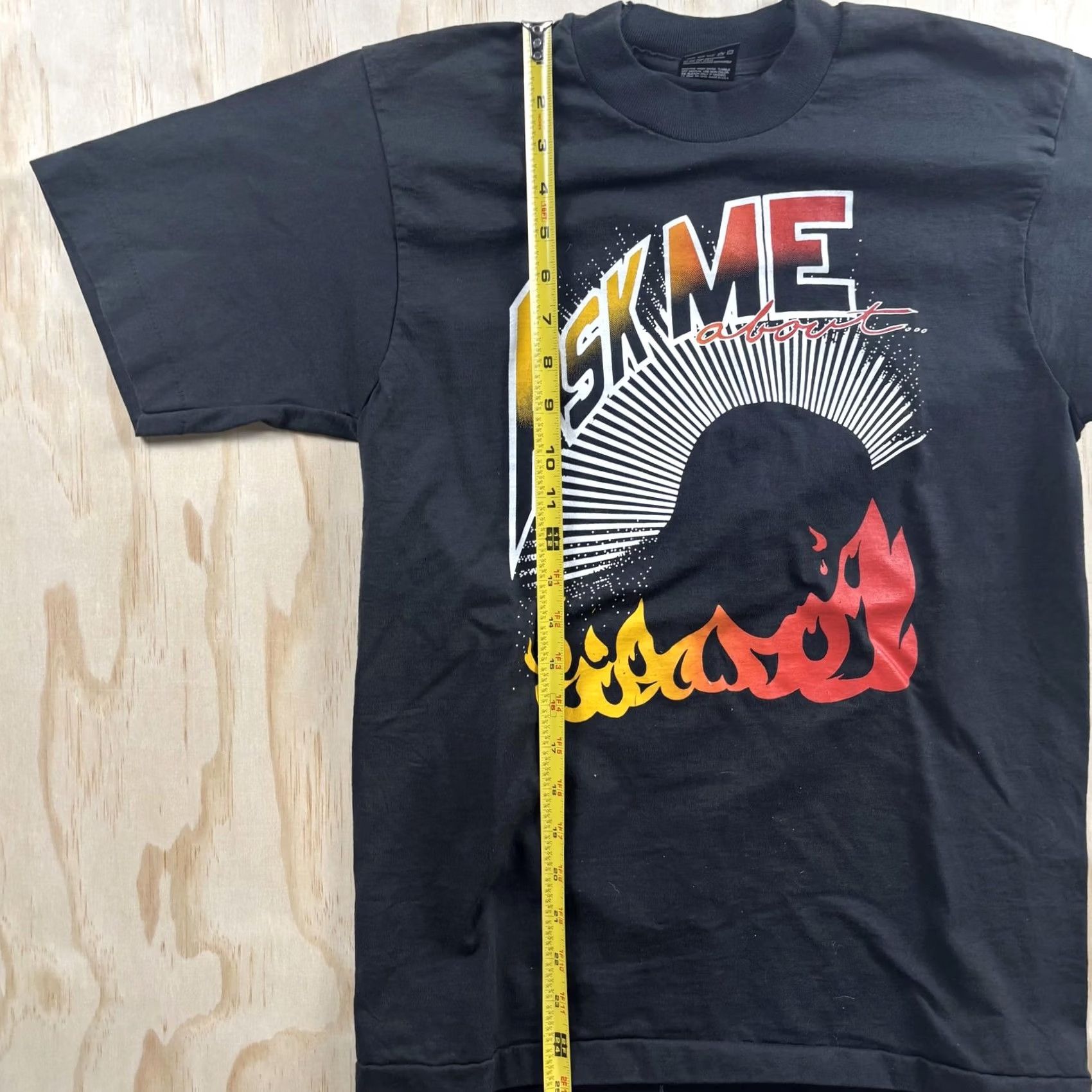 Fruit Of The Loom VINTAGE Fruit Of The Loom Mens Medium Black Ask Me Flames Single Stitch Tee Size US M / EU 48-50 / 2 - 3 Thumbnail