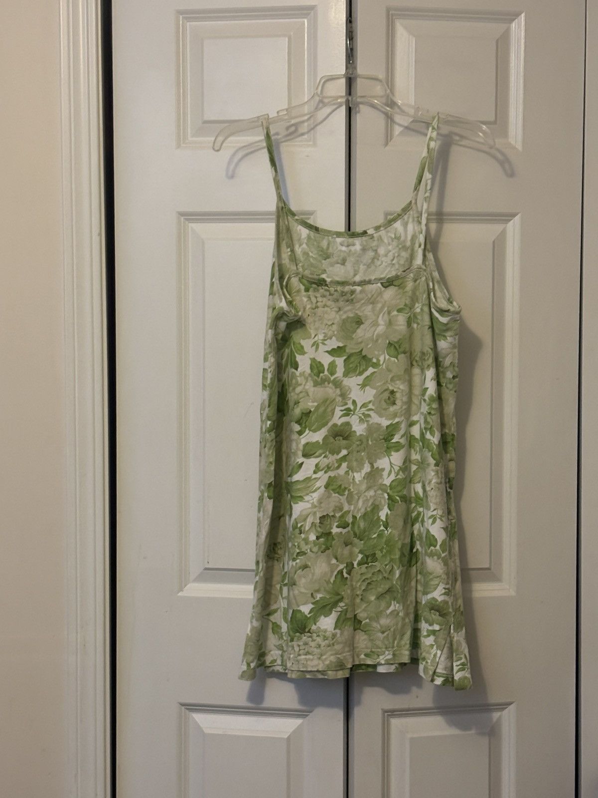 Vintage Vintage Spaghetti Strap Green Floral 90s Mini Dress Size M / US 6-8 / IT 42-44 - 2 Thumbnail