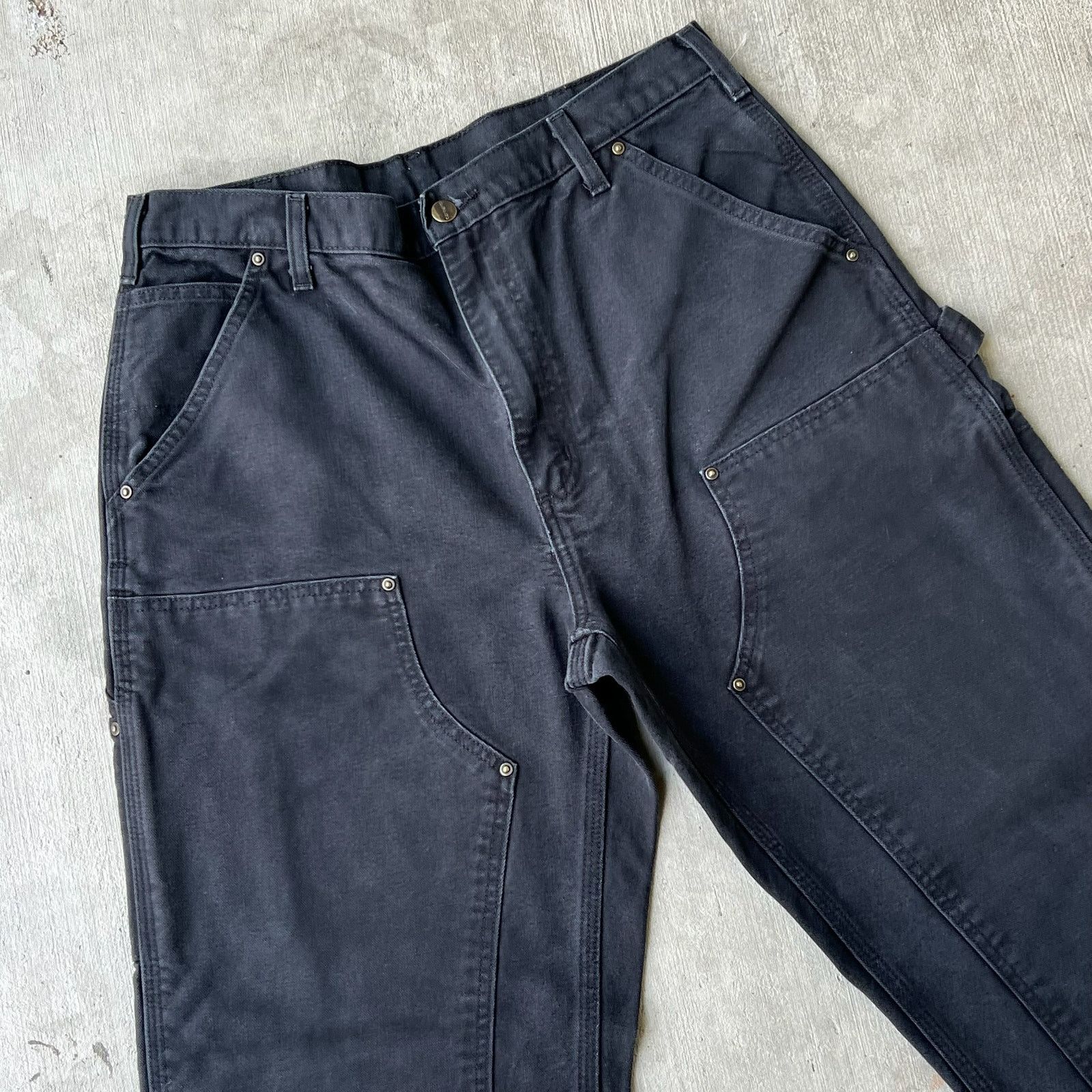 Carhartt × Vintage Carhartt black black double knee work wear carpenter pants Size US 33 - 3 Thumbnail