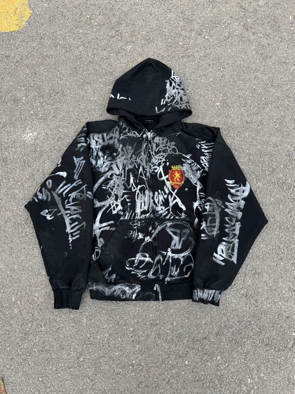 Graffiti Zip Skater Zip Hoodie BALENCIAGA 24SS CROPPED HOODIE