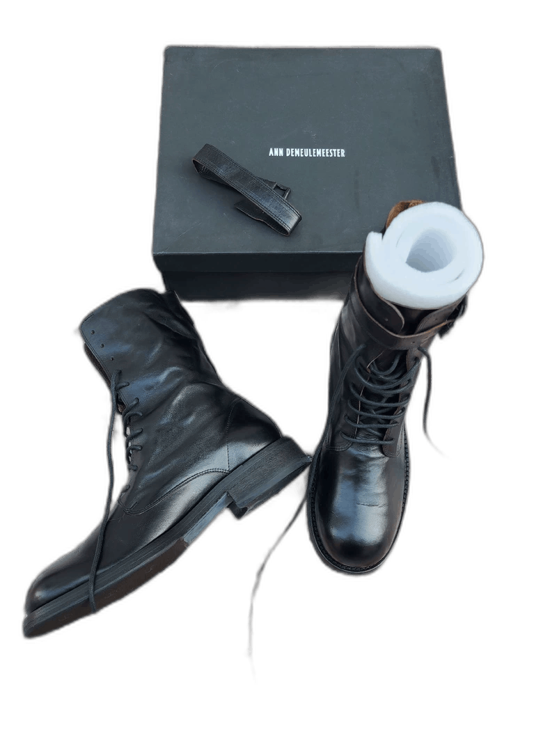 Ann Demeulemeester Ann Demeulemeester Black Combat Boots Size US 10 / IT 40 - 1 Thumbnail