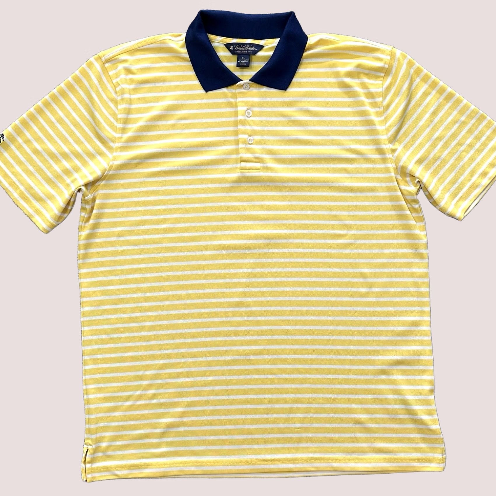 Brooks Brothers Brooks Brothers Polo Shirt Mens XL Yellow Striped Casual Golf Stretch Size US XL / EU 56 / 4 - 1 Thumbnail