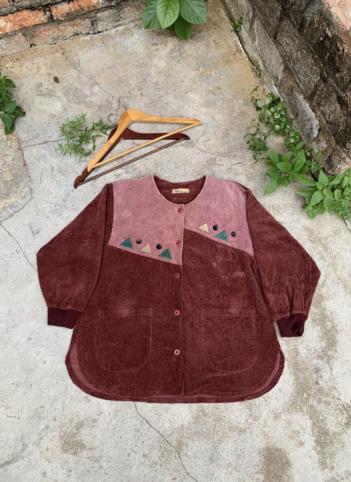 Vintage Japanese Style Corduroy Button Nice Design