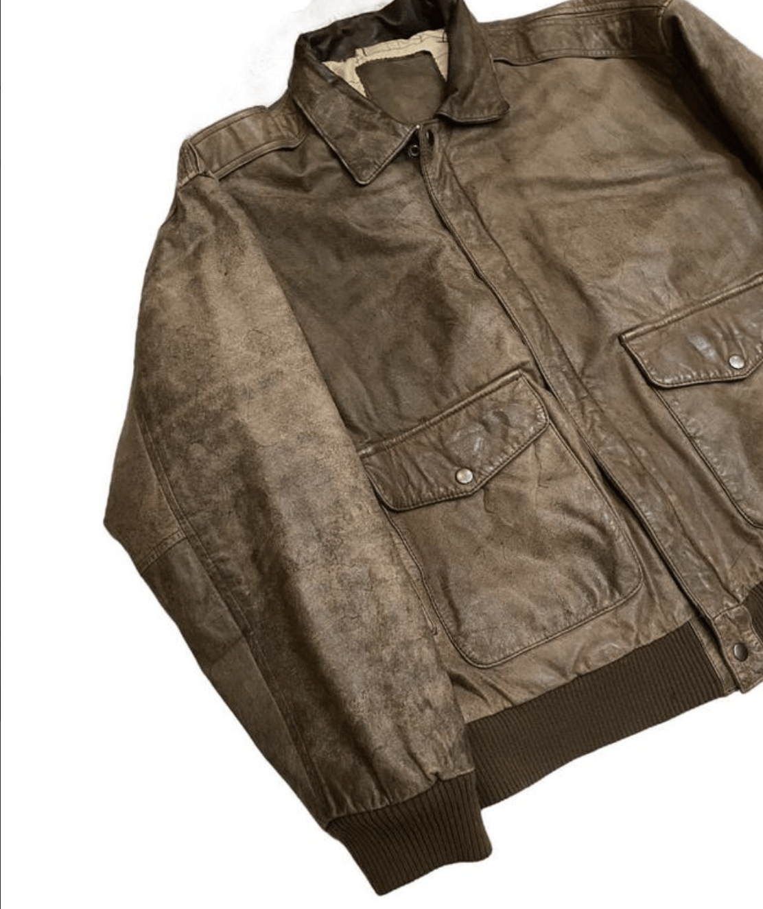 Vintage Vintage 90s Oversize Distressed Brown Flight Leather Jacket Size US XL / EU 56 / 4 - 2 Thumbnail