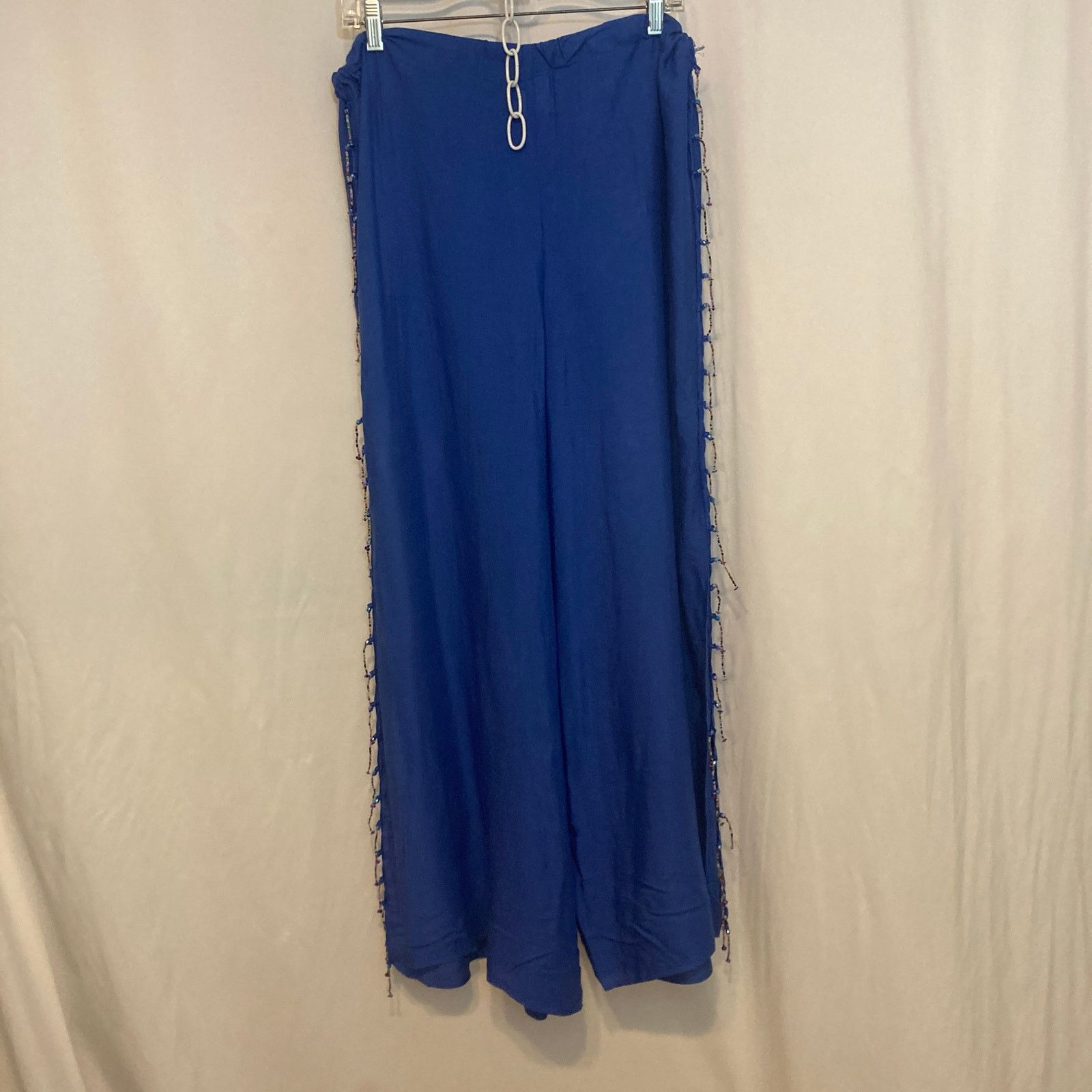 Other Pareos etc Royal Blue Beach High Rise Wide Leg Beaded Pants Size 34" / US 12 / IT 48 - 9 Thumbnail