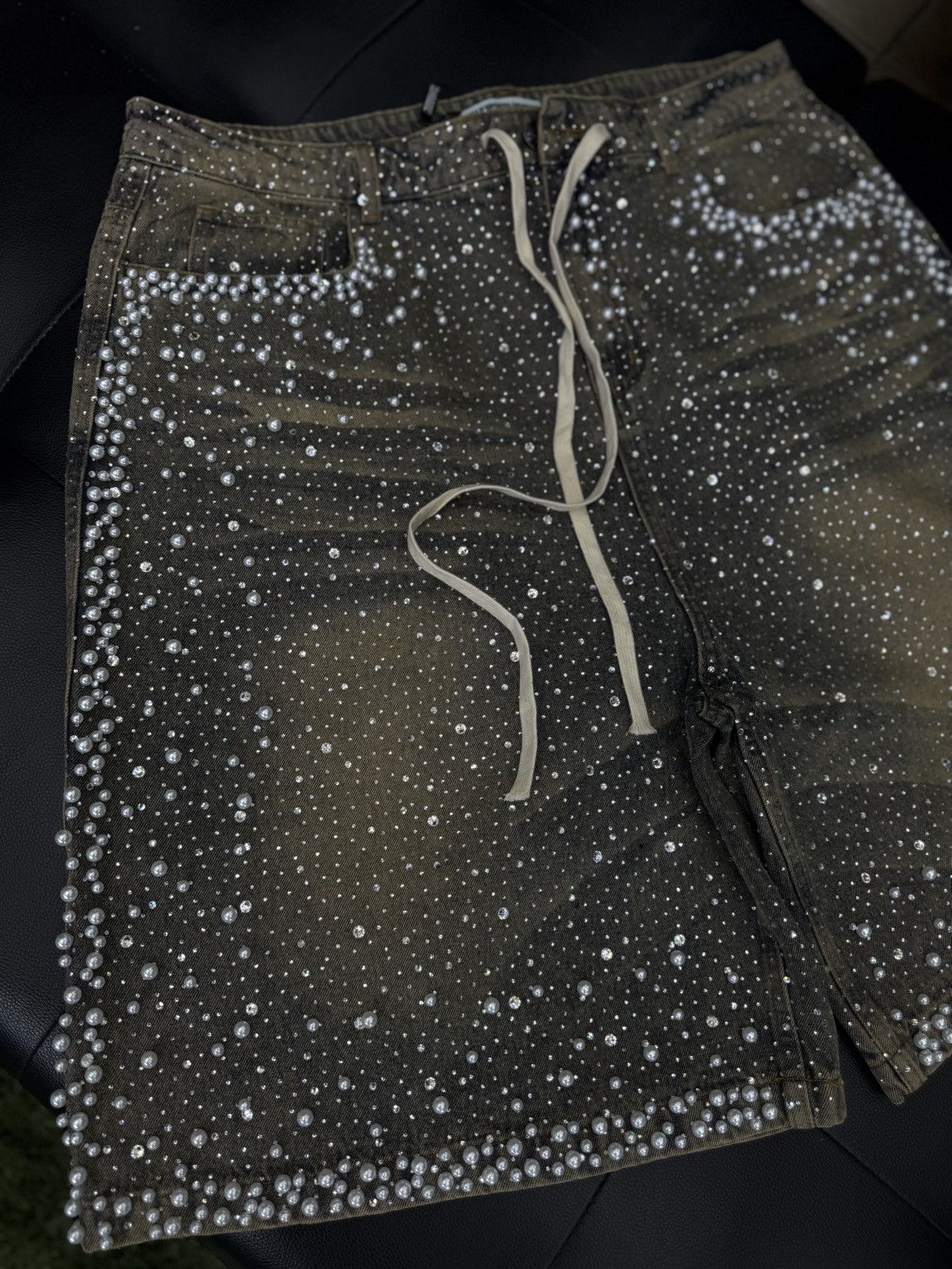 Vale Vale Valley Denim Blue Rhinestone Shorts Size 36 (NEW) Size US 36 / EU 52 - 3 Thumbnail