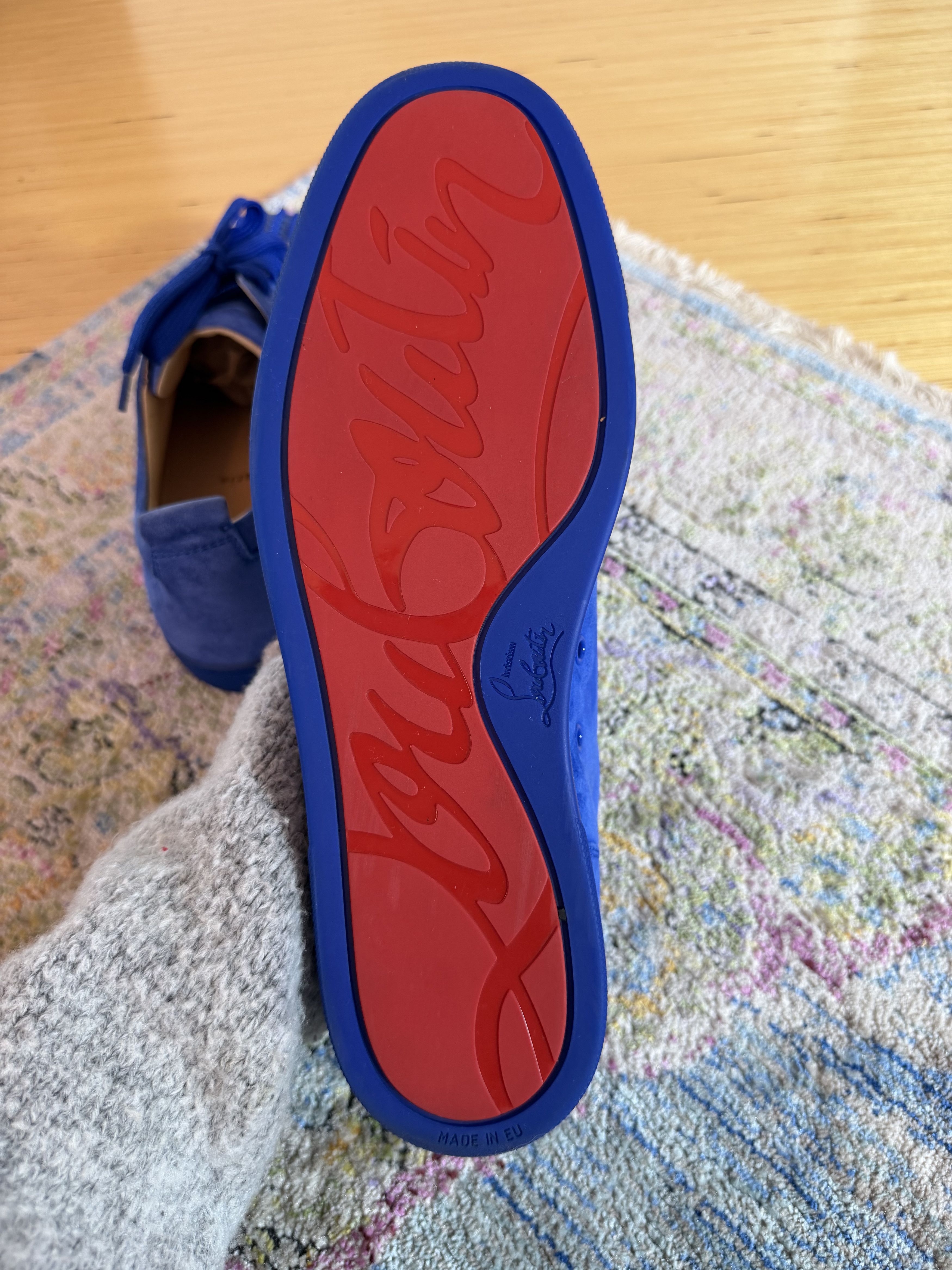 Christian Louboutin Christian Louboutin Blue Suede Louis Junior Spikes Sneakers Size US 12 / EU 45 - 7 Thumbnail