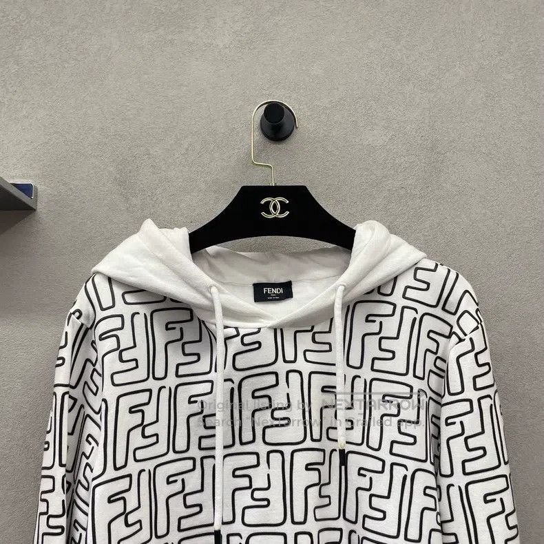 Fendi Fendi Double F Printed White Hoodie, Trendy Black and Whit Size US S / EU 44-46 / 1 - 4 Thumbnail