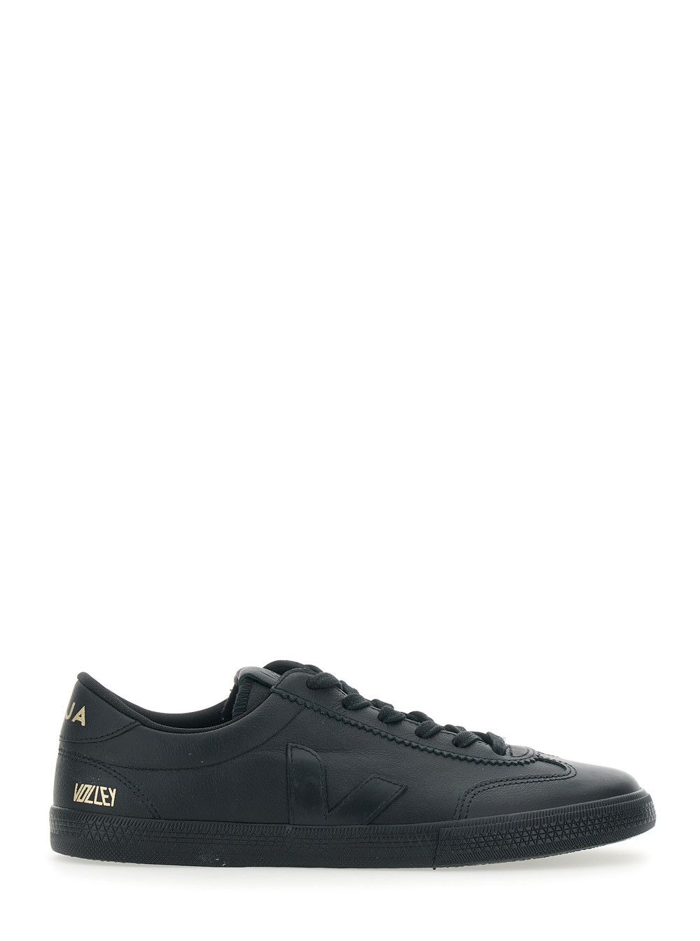 Veja 'Volley' Black Low Top Sneakers with Embossed Logo on the Side and Logo Lettering on the Rear in Leather Unisex Size US 6 / IT 36 - 1 Thumbnail