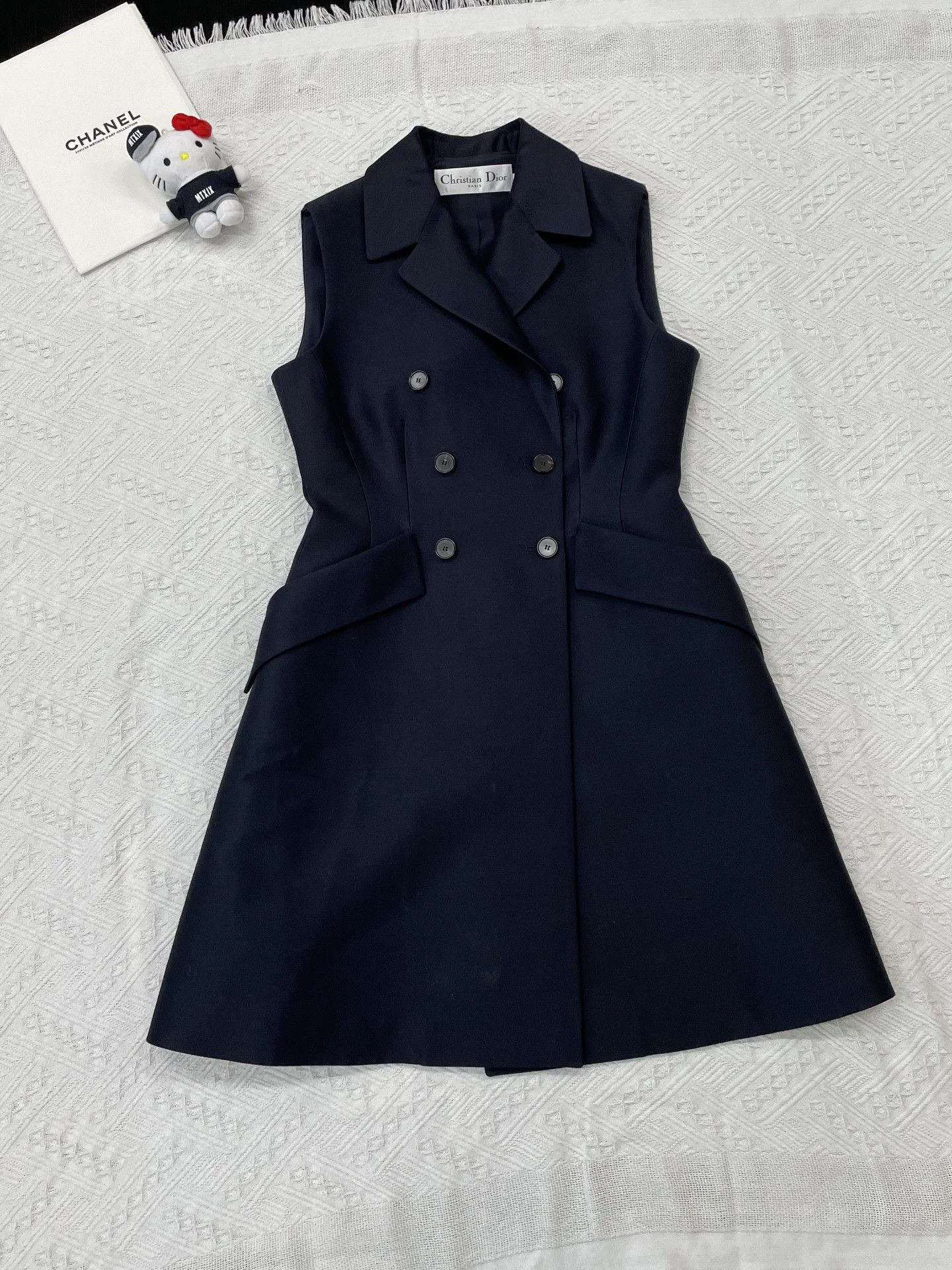 Dior Dior Women's Black Silk Wool Sleeveless Dress FR36 Size XS / US 0-2 / IT 36-38 - 1 Thumbnail