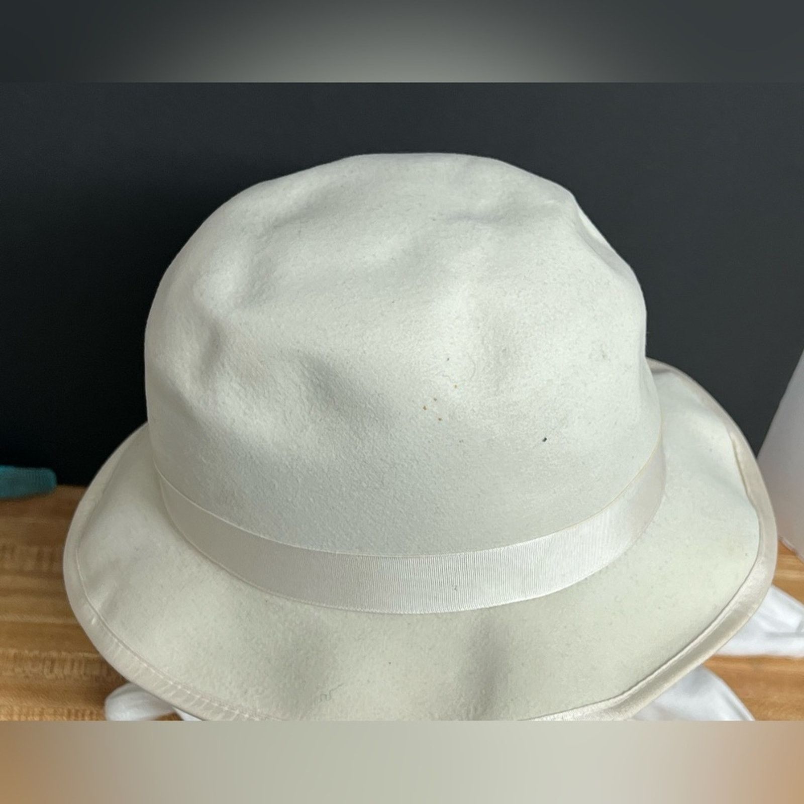 Vintage Derby Hat White 100% Wool Park Royal Supreme Made USA RARE Size ONE SIZE - 4 Thumbnail