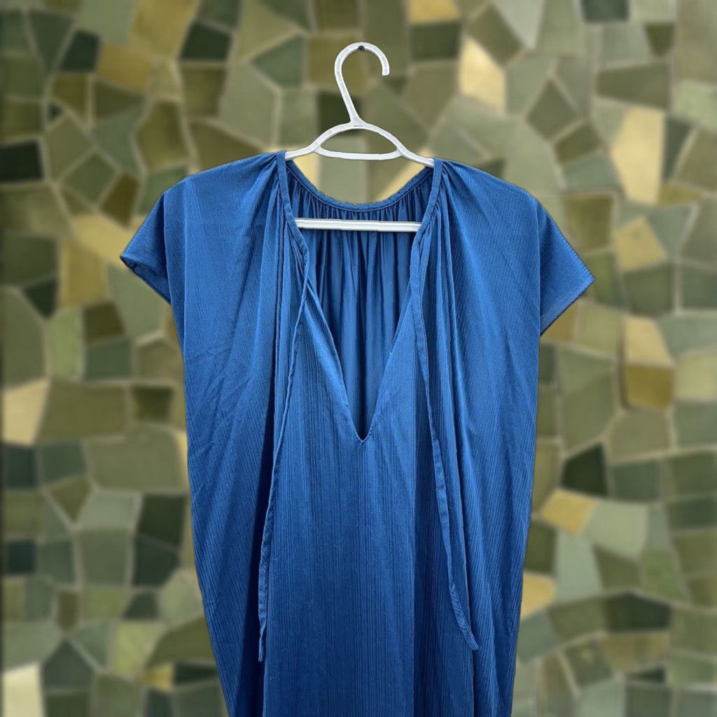 CO Barad & Co Womens Nightgown One Size Blue Silky Nylon Maxi Vintage House Dress Size ONE SIZE - 1 Thumbnail